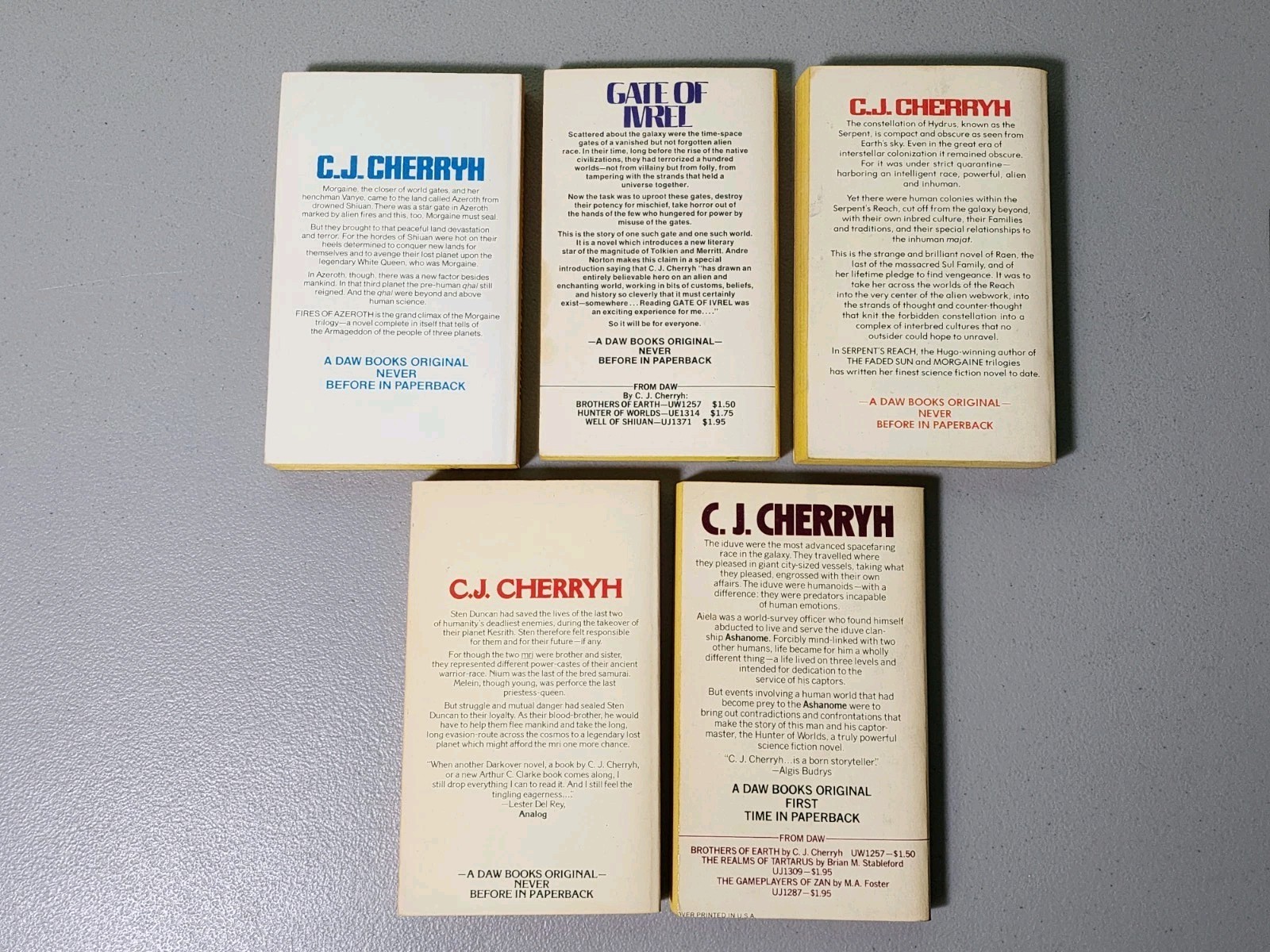 C.J. Cherryh Vintage DAW Paperback Lot of 10 Books – Gate Of Ivrel, Faded Sun