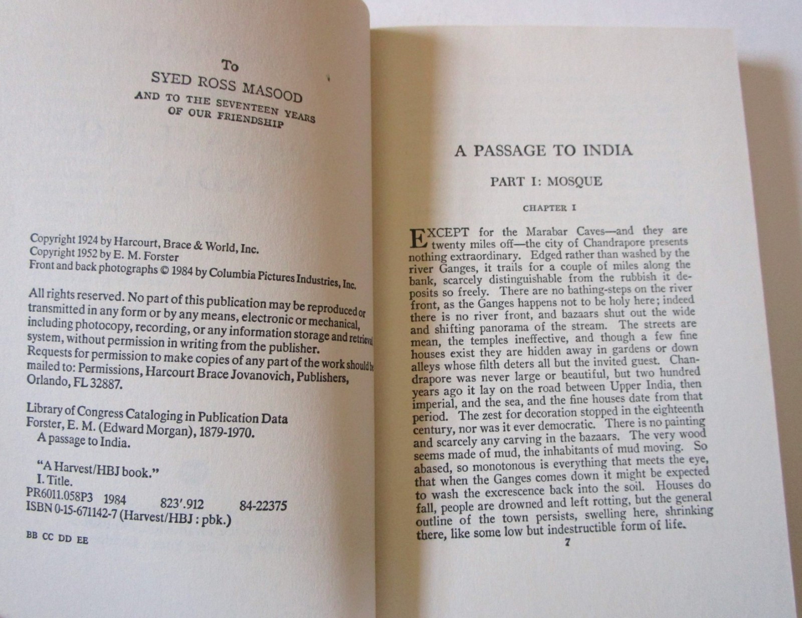 A Passage to India by EM Forster 1984 Movie tie-in cover Trade Paperback