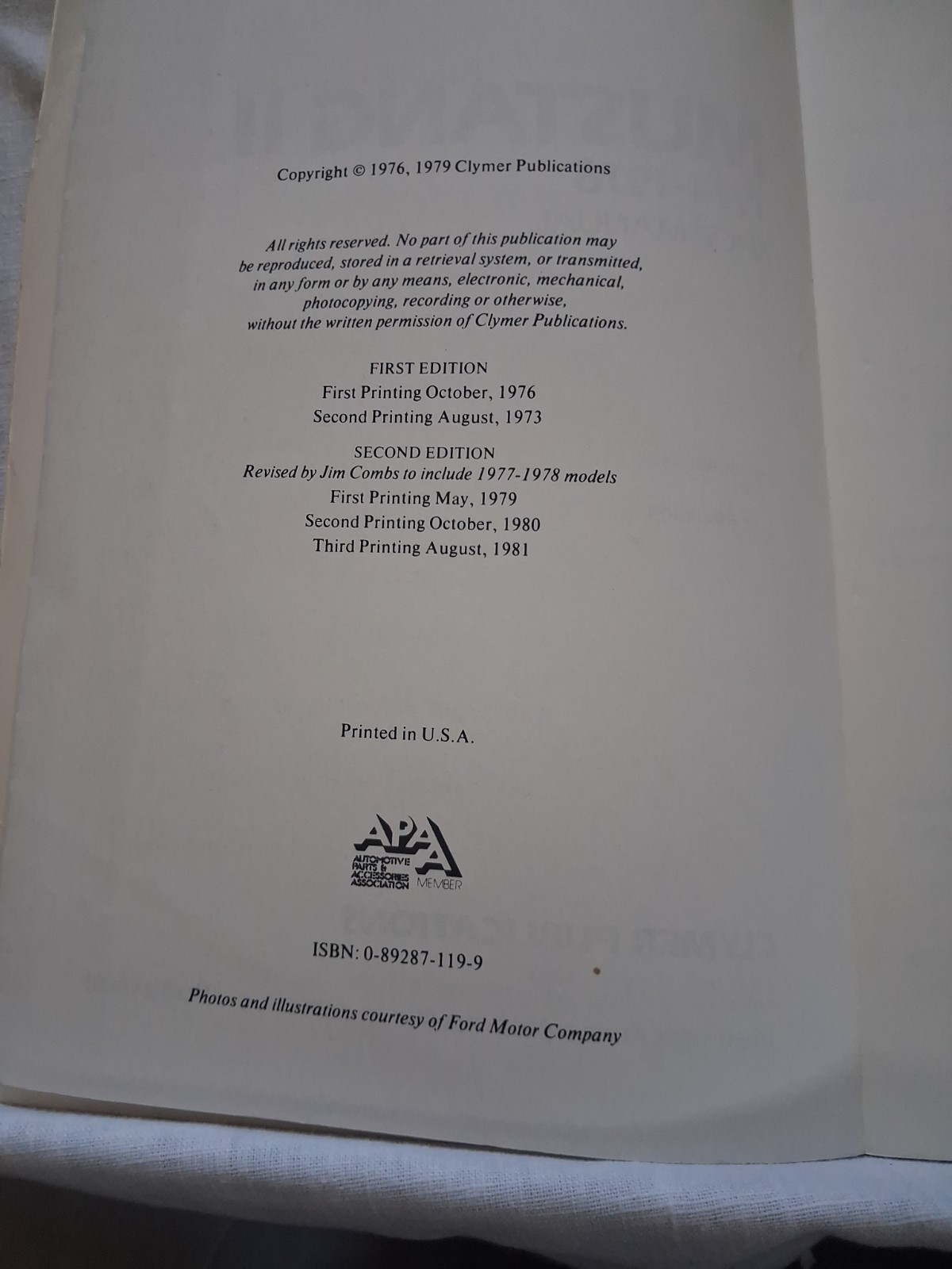 FORD MUSTANG II 1974-1978 Service Repair SHOP MANUAL CLYMER