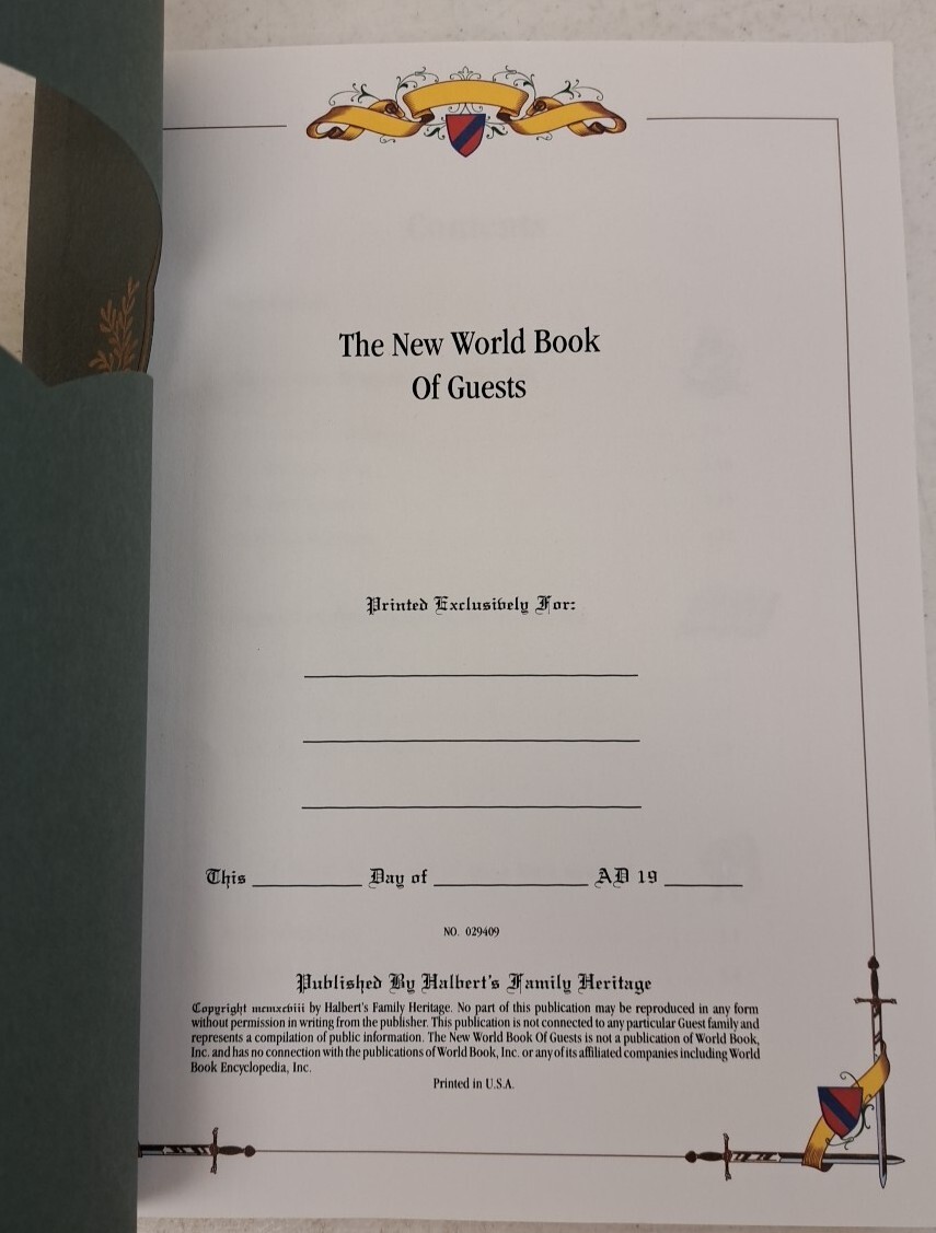 RARE Halbert’s Family Heritage, The New Book Of Guests (Genealogy) #5.6.15