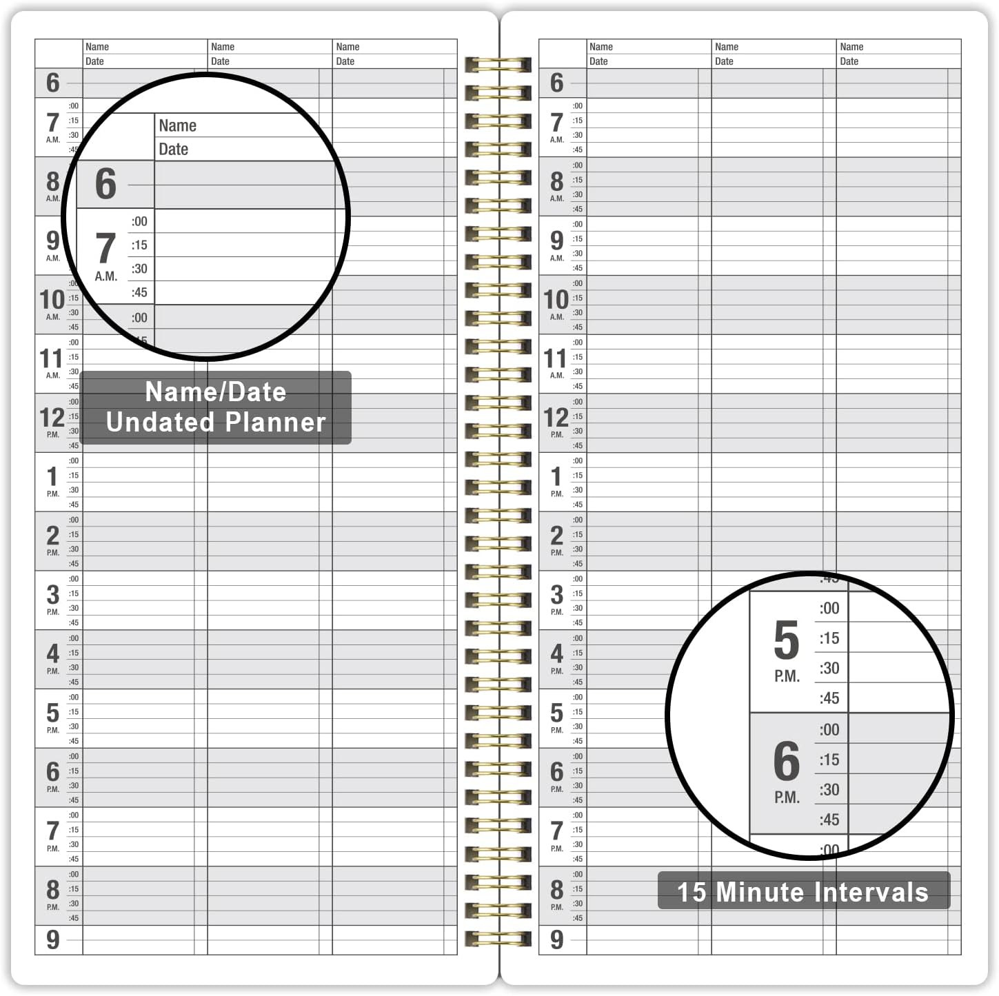 Salon Appointment Book – 15 Min Increments, 3 Cols, 200 Pages, 6.1“ X 11.54“,