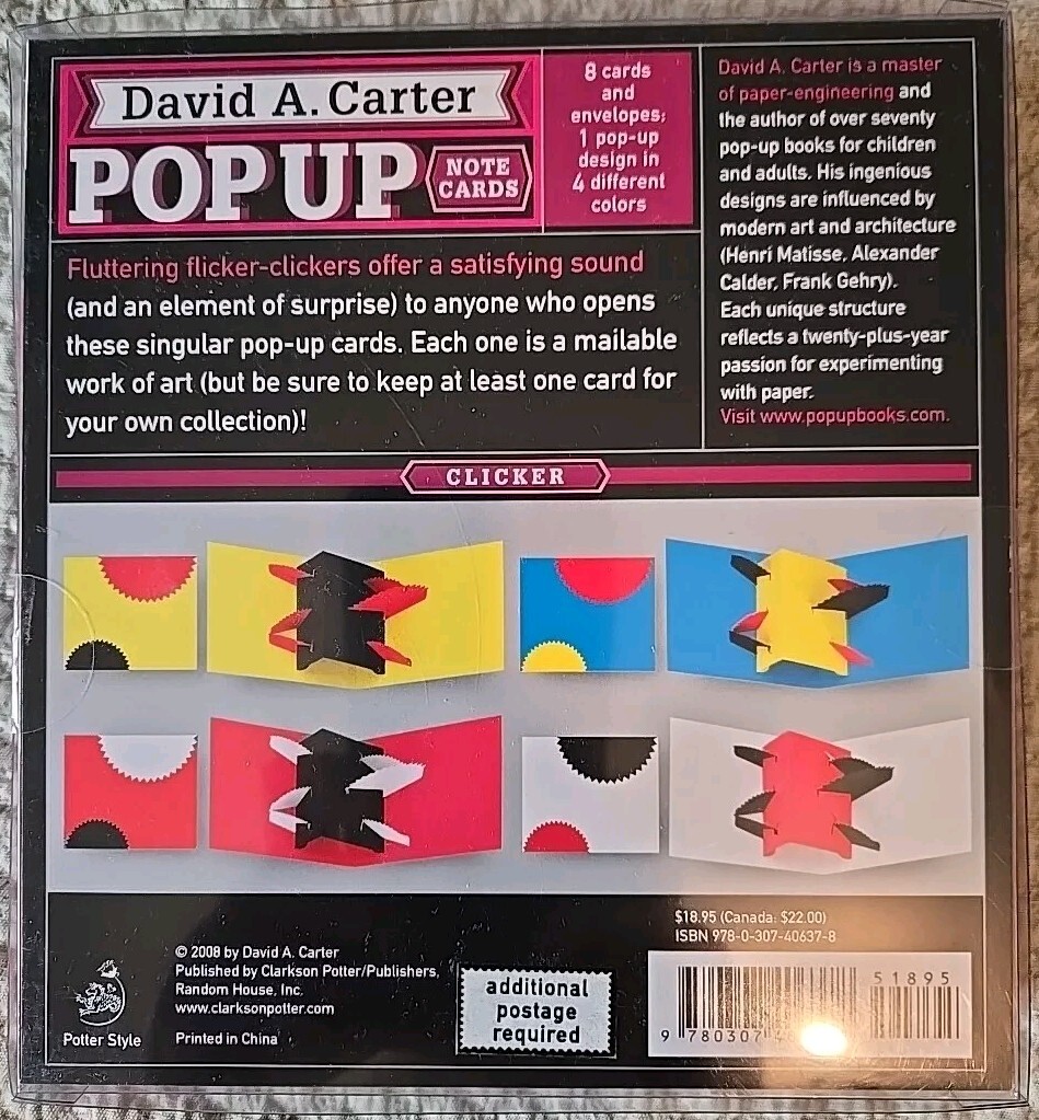 Pop-Up Note Cards (Clicker) by David A. Carter (2008, Cards, Flash Cards)