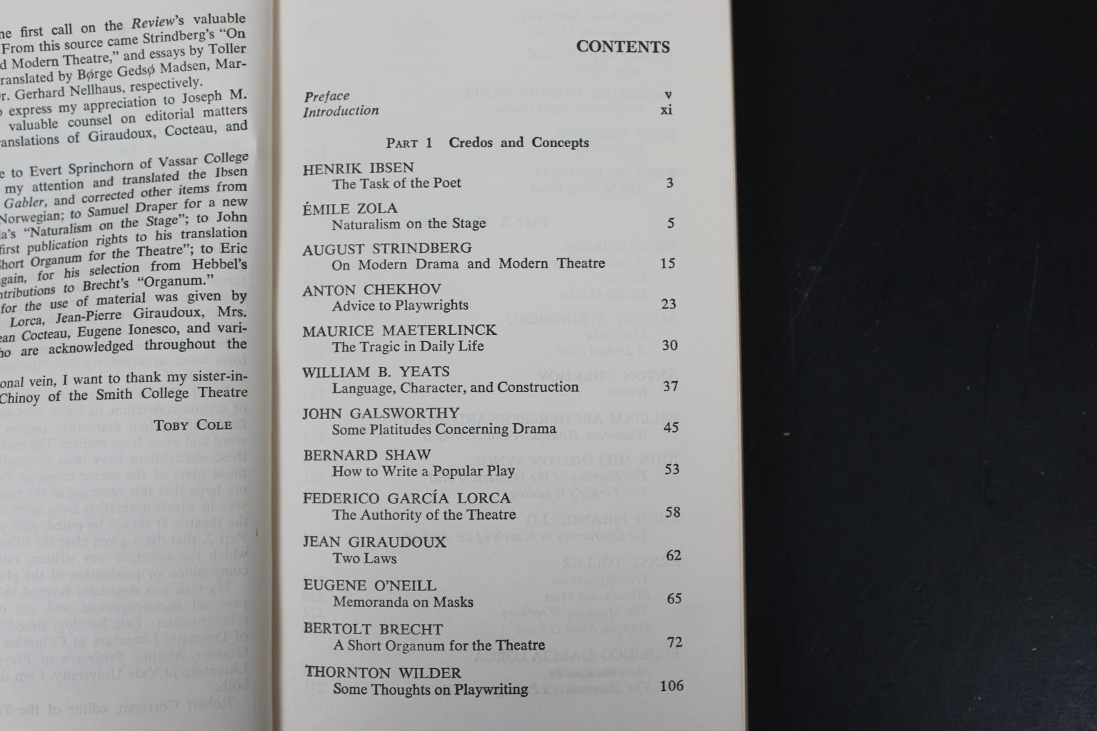 Playwrights on Playwriting Cole 1963 Drama Theory Anthology Hill & Wang PB ~VG