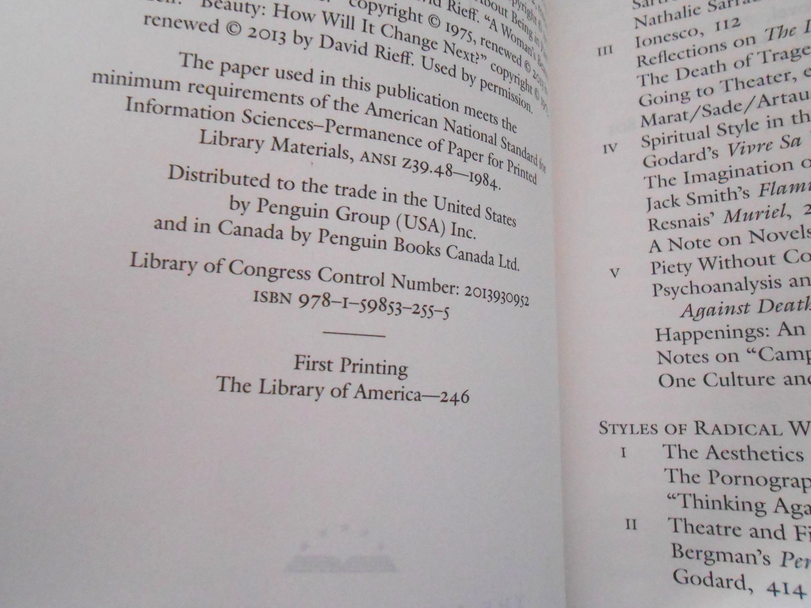 Library Of America SUSAN SONTAG 2 Vol Set 1st printings inserts – HC/SC LN