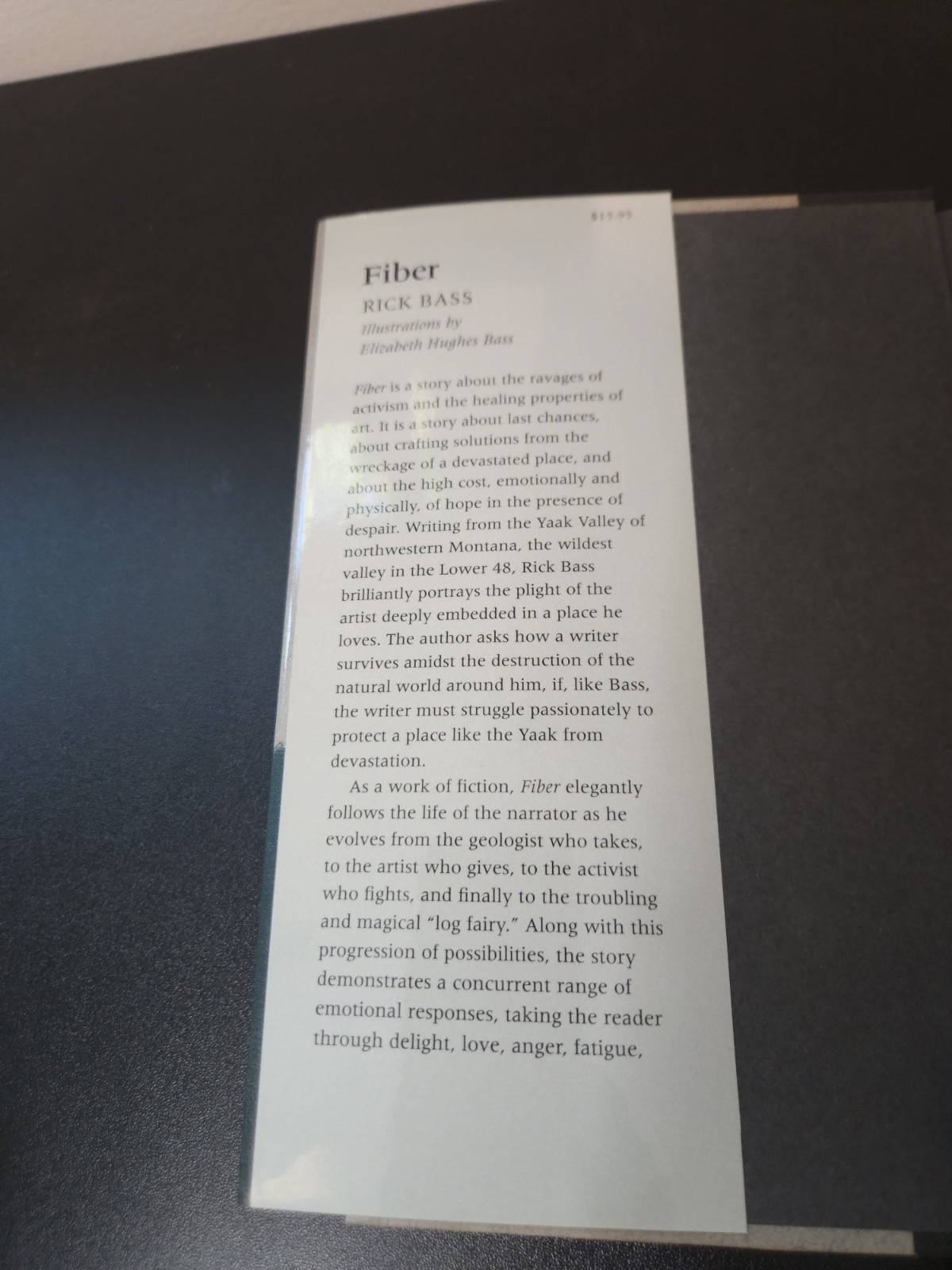 SIGNED Fiber by Rick Bass (1998, Hardcover) 1st Edition Environmental Essays
