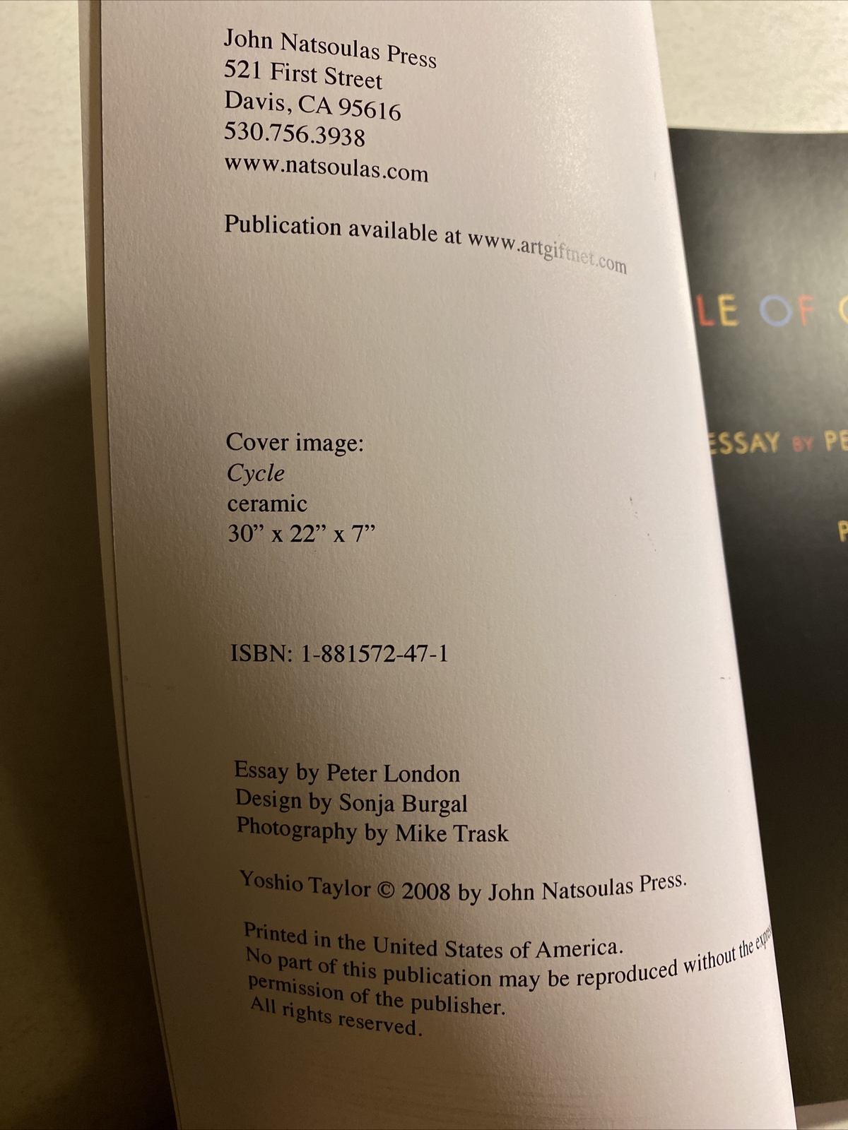 YOSHIO TAYLOR JOHN NATSOULAS PRESS BOOK 2008 56 PAGES RARE – HARD TO FIND BOOK!