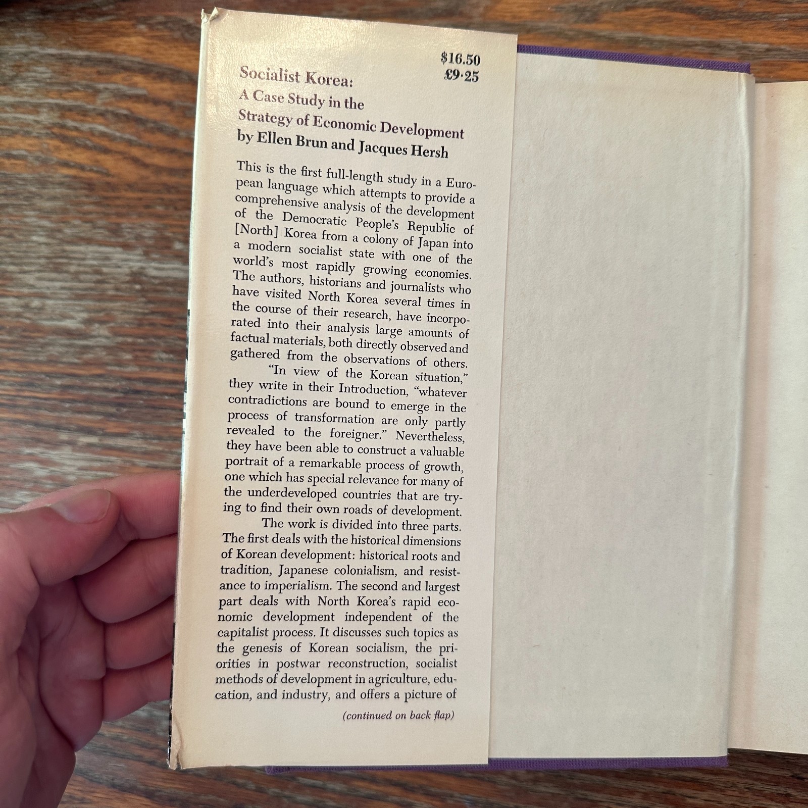 Socialist Korea by Ellen Brun & Jacques Hersh 1976 Hardcover VG-