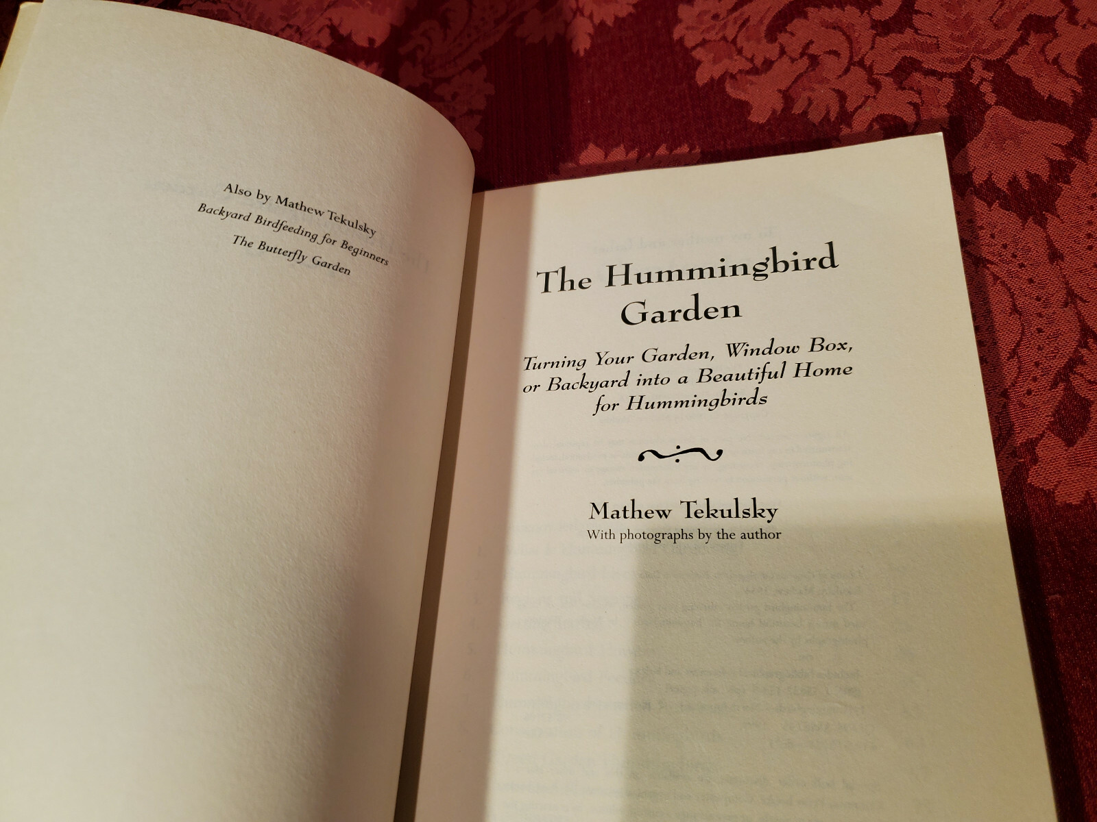 Hummingbird Garden by Mathew Tekulsky, Harvard Common Press 1990 / 1999 Like New
