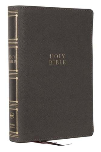Nkjv, Compact Center-Column Reference Bible, Gray Leathersoft, Red Letter,: New