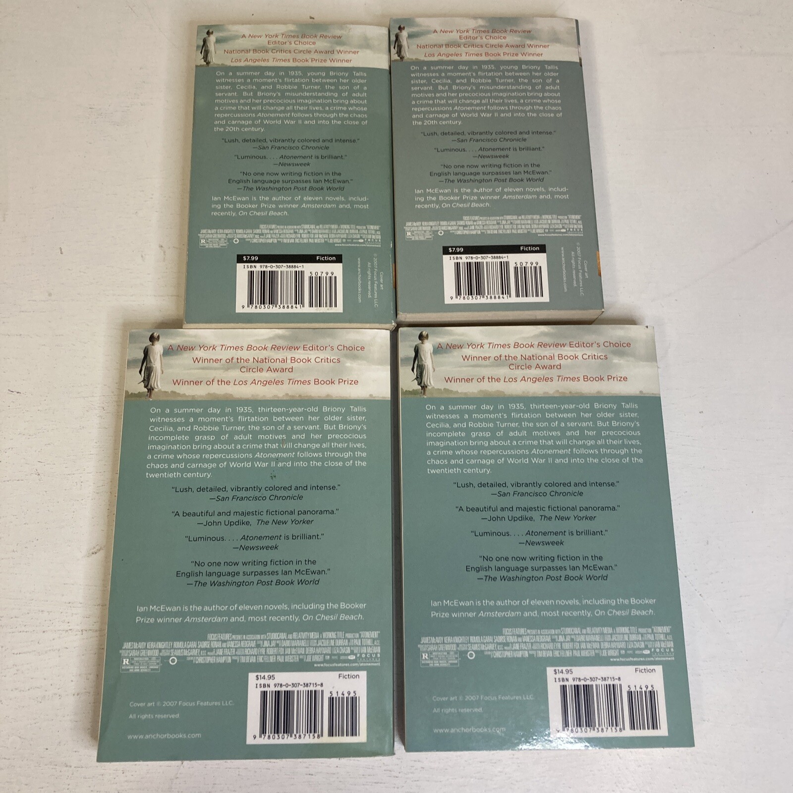 Lot of 4 Books: 4 Copies of Atonement A Novel By Ian McEwan…