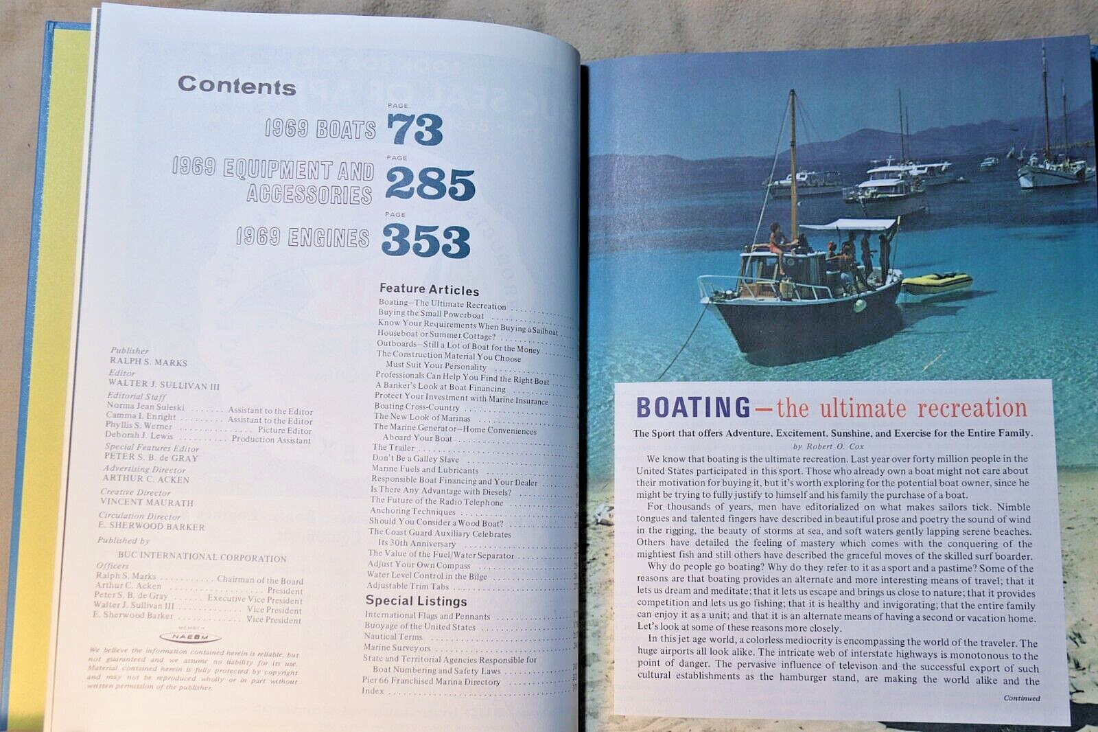 1969 BUC BOAT BUYERS ANNUAL HC/DJ NEAR FINE/VG- 383 Pages