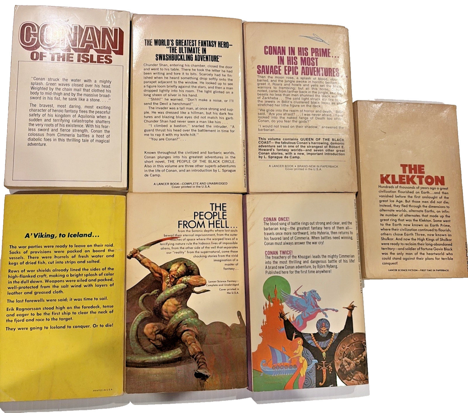 Conan Fantasy Paperback Lot 7 Lancer Ace DAW Robert E Howard Sword & Sorcery