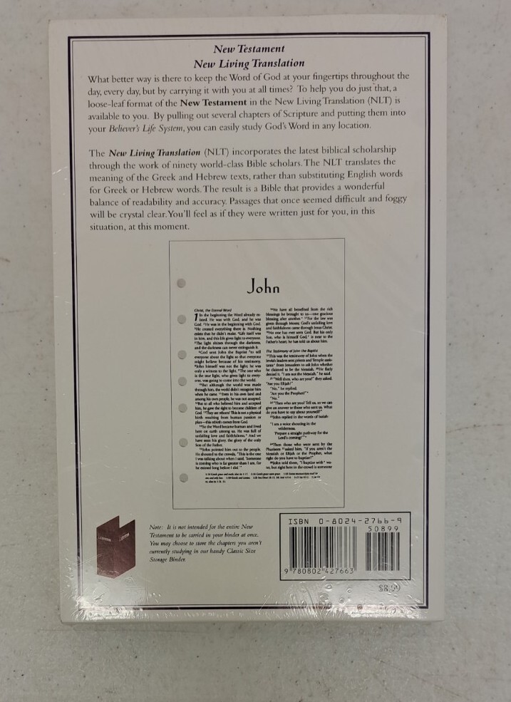 New Living Translation New Testament Loose Leaf Edition #658