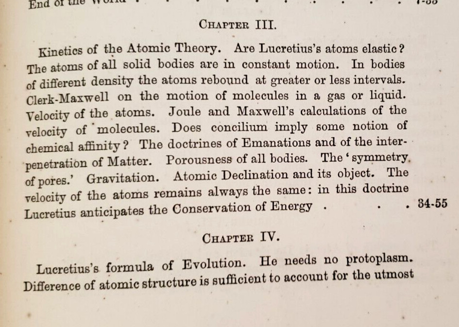 1872 Masson LUCRETIUS‘ ATOMIC THEORY & MODERN SCIENCE,Evolution,Atoms,Philosophy