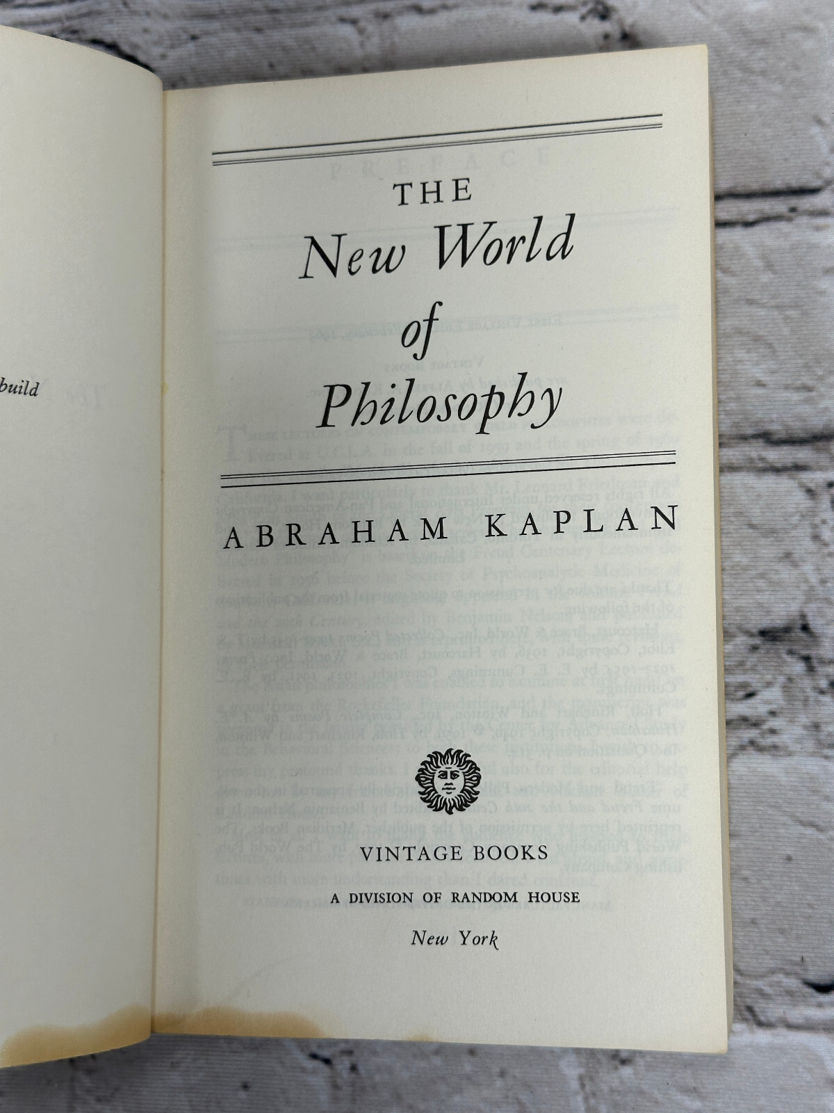 The New World of Philosophy by Abraham Kaplan [1st Vintage Edition · 1963]