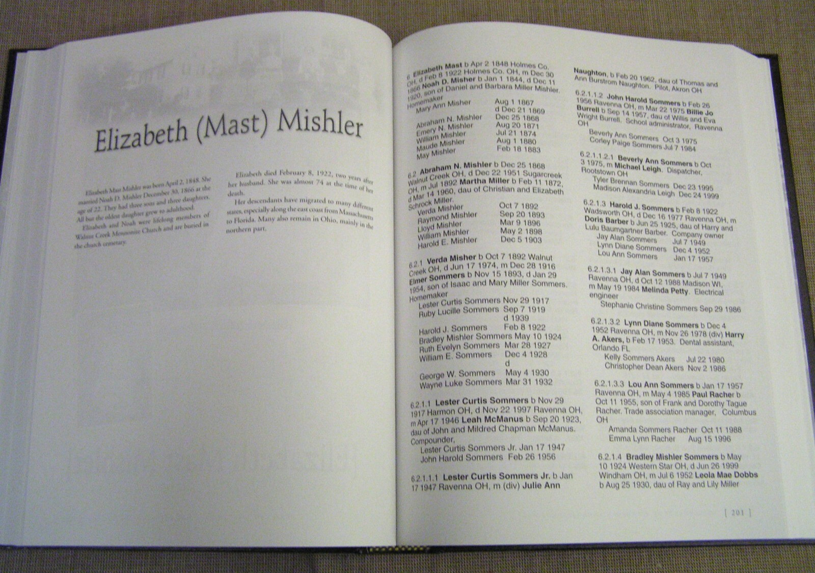 Descendants of Abraham & Anna (Beachy) Mast Amish Family History Genealogy Book