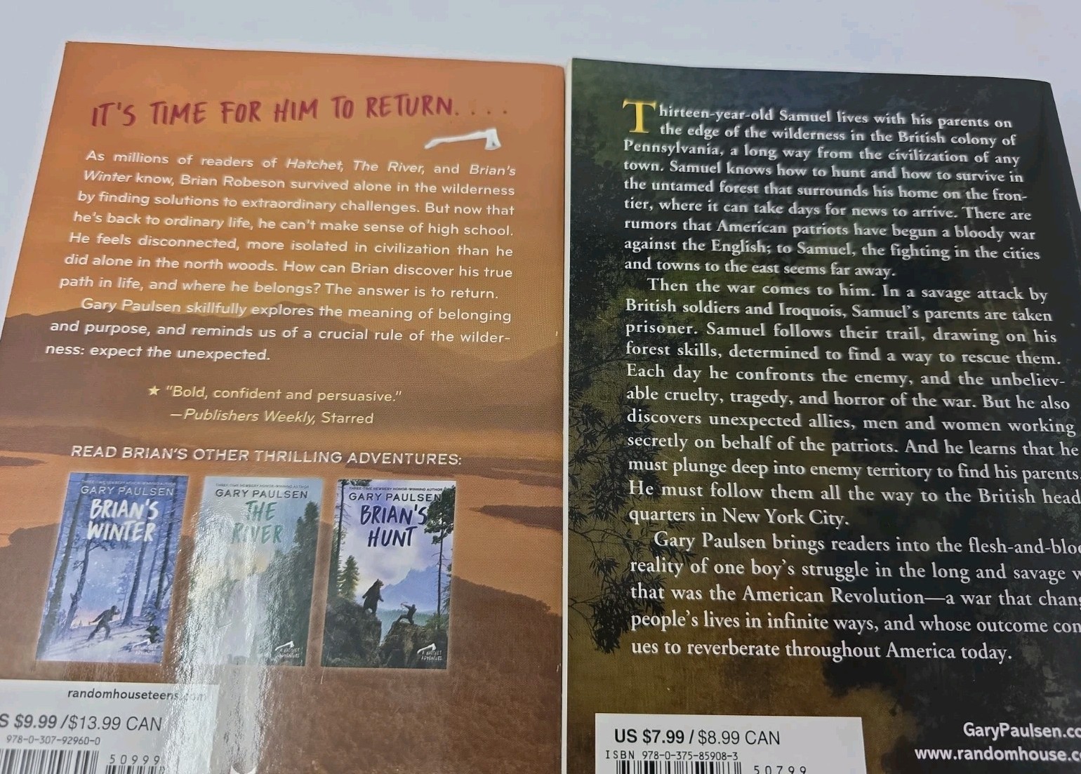 Lot of 4 Gary Paulsen books Hatchet Adventures Brian’s Saga & Woods Ŕunner