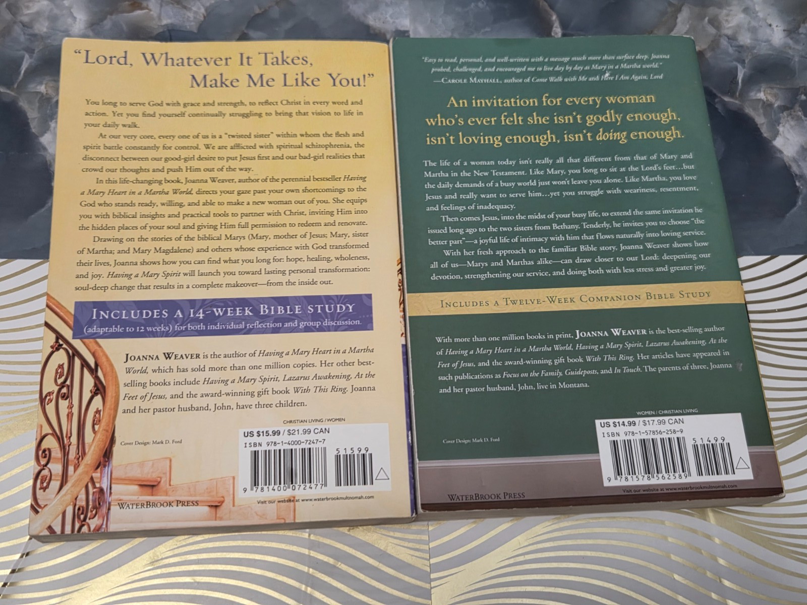 JOANNA WEAVER – LOT OF 2 TRADE PAPERBACK BOOKS – MARY SAPIRT & MARY HEART