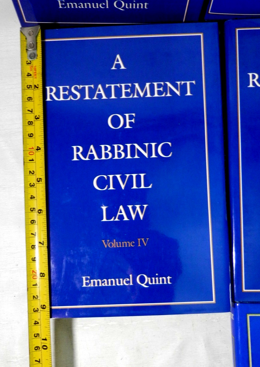 A RESTATEMENT OF RABBINIC CIVIL LAW : 7 Volume Set Emanuel Quint – Hardcover