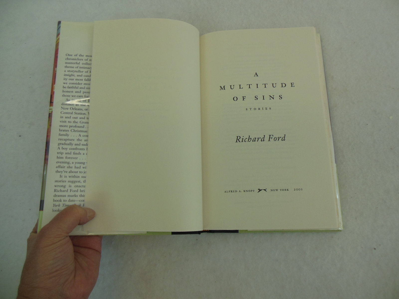 Richard Ford A MULTITUDE OF SINS Alfred A. Knopf FIRST EDITION 2002 HC/DJ
