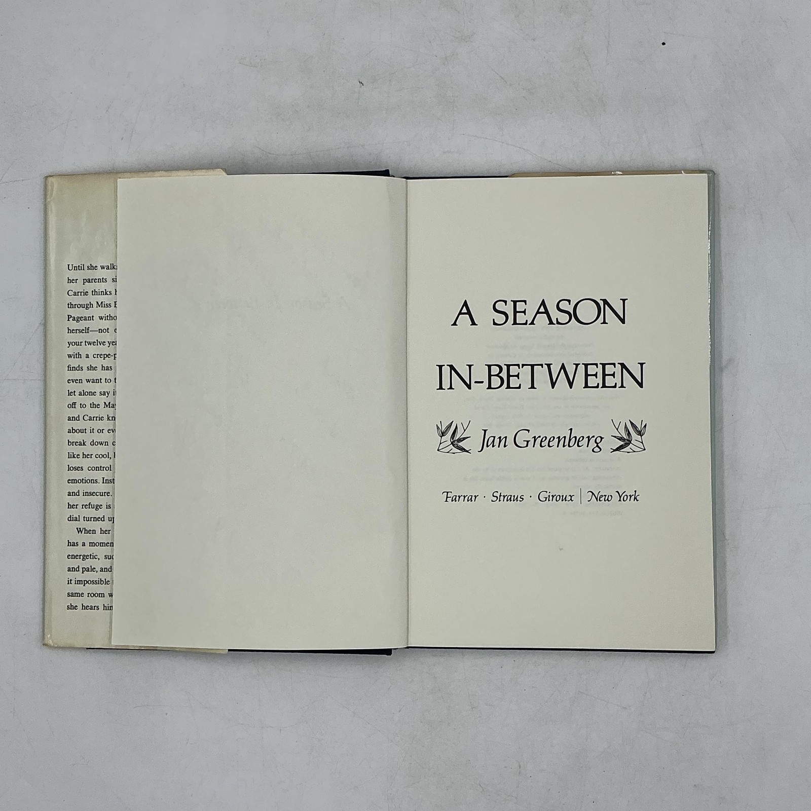 Vintage A Season In-Between Jan Greenberg Farrar Straus HC DJ 1st Ed 1979 Signed