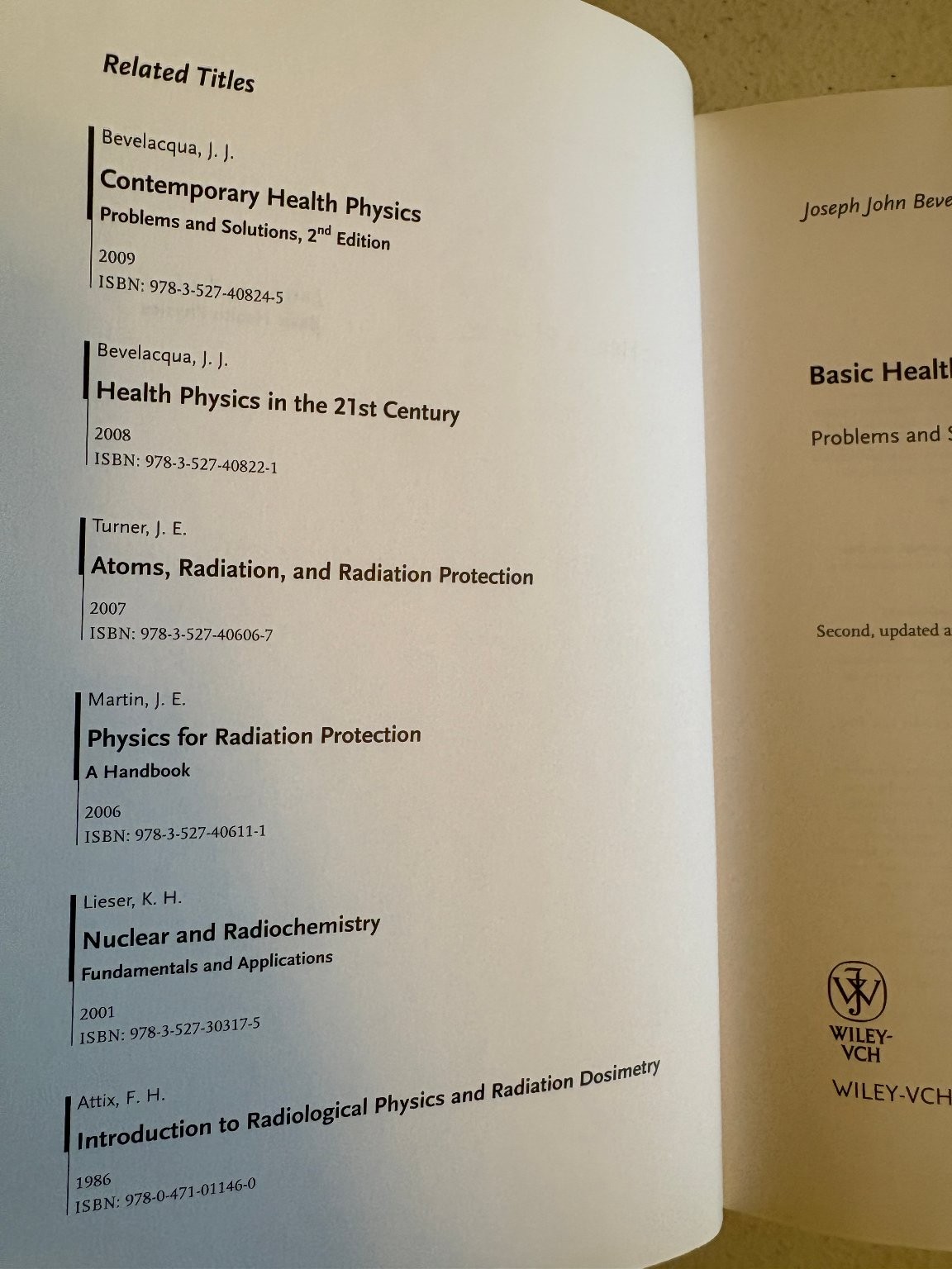 Basic Health Physics Bevelacqua 2009 2nd Ed Problems & Solutions Wiley-VCH