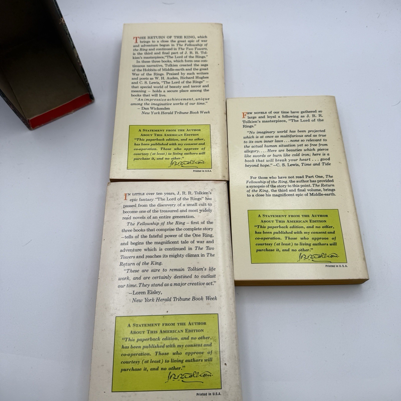 Vintage Lord Of The Rings Trilogy Box Set Ballantine Books 1960s Paperback Books