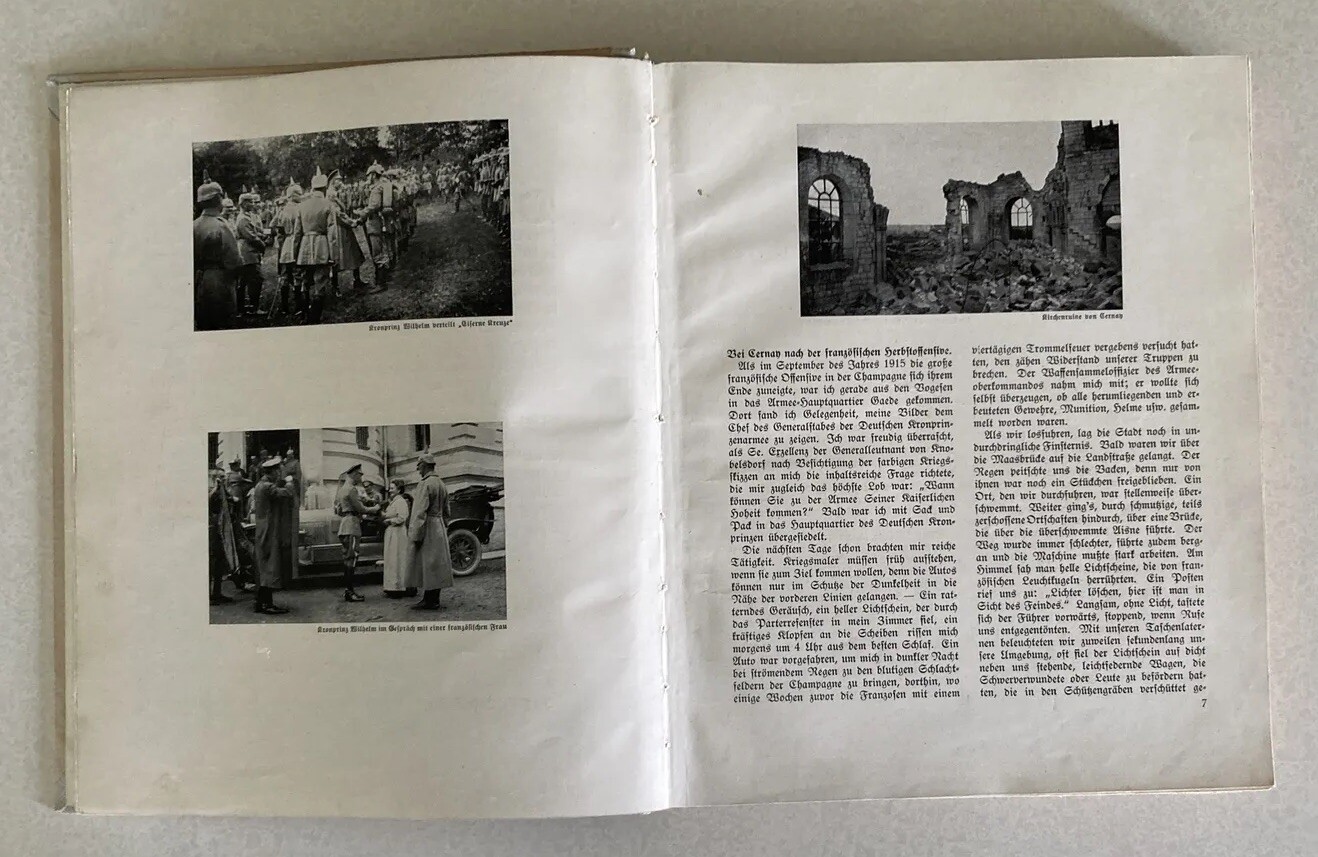 1917 HC in German, Photo Diary of Crown Prince Wilhelm By Ernst Vollbehr, WW1