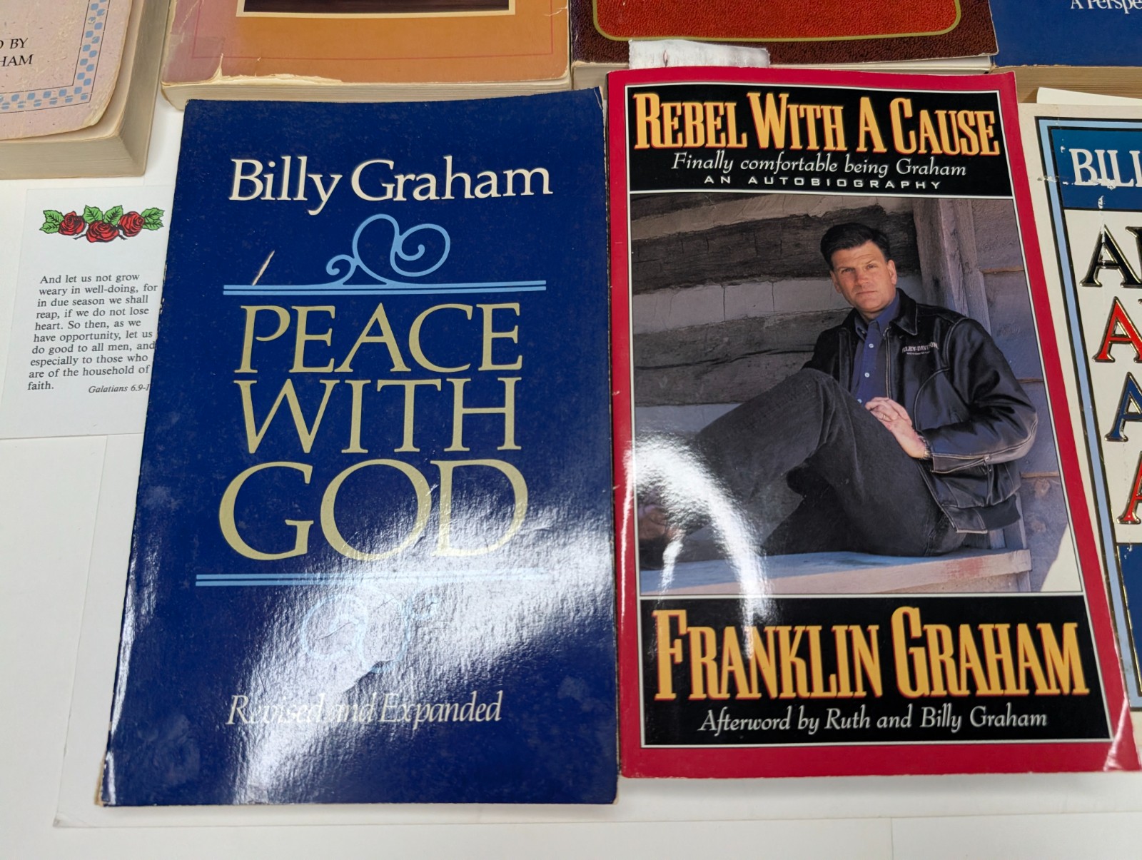 x7 LOT Billy Graham Franklin Graham Christian Religious Books Peace With God Vtg