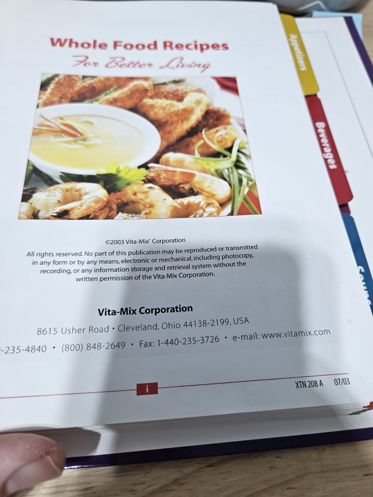 VITA-MIX Whole Food Recipes For Better Living Cookbook 3 Ring Binder 2003