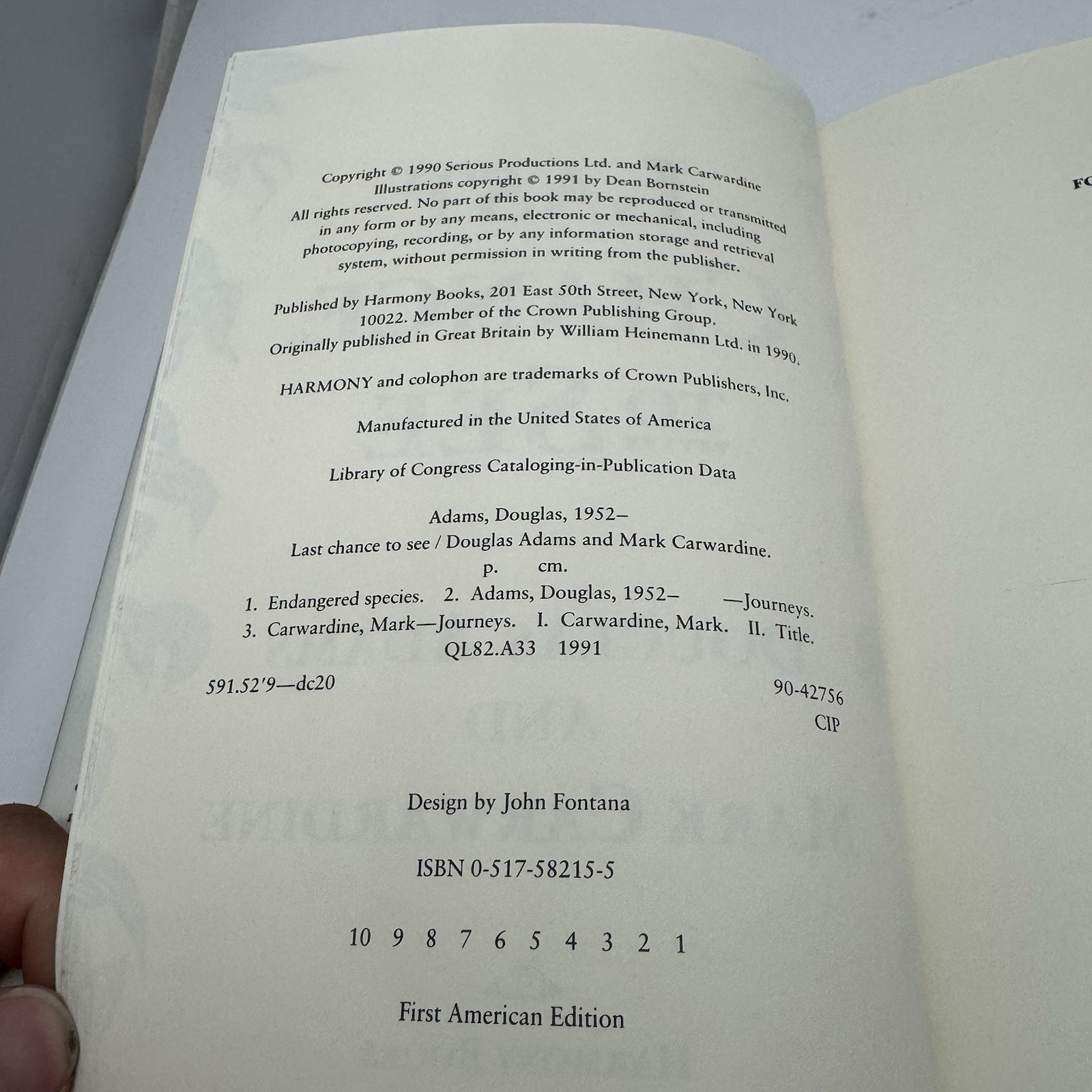 First Edition US 1st Printing Last Chance To See Douglas Adams, Mark Carwardine