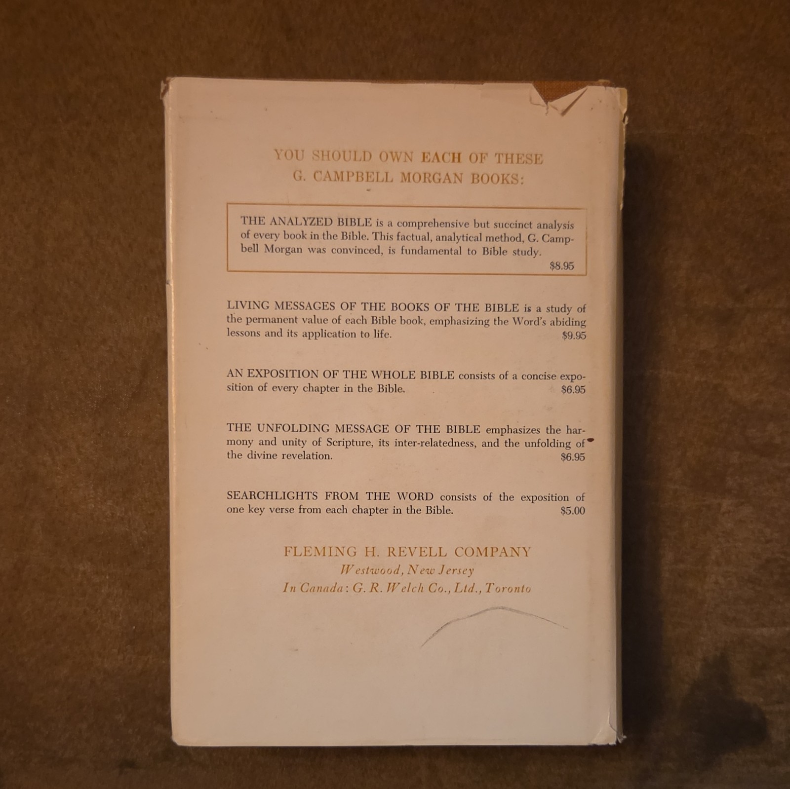 g campbell morgan the analyzed bible hc w/ dust jacket fleming h revell 1964
