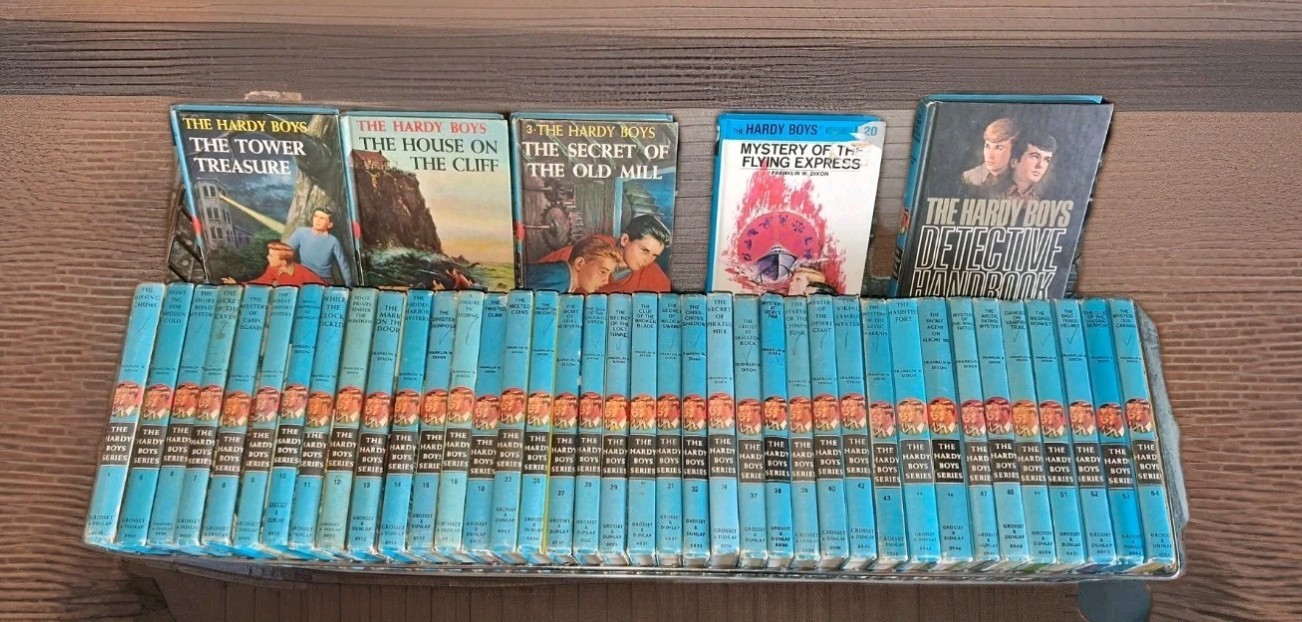 Vintage 1960s–1970s Hardy Boys Books Lot of 43 Grosset & Dunlap Blue Spine