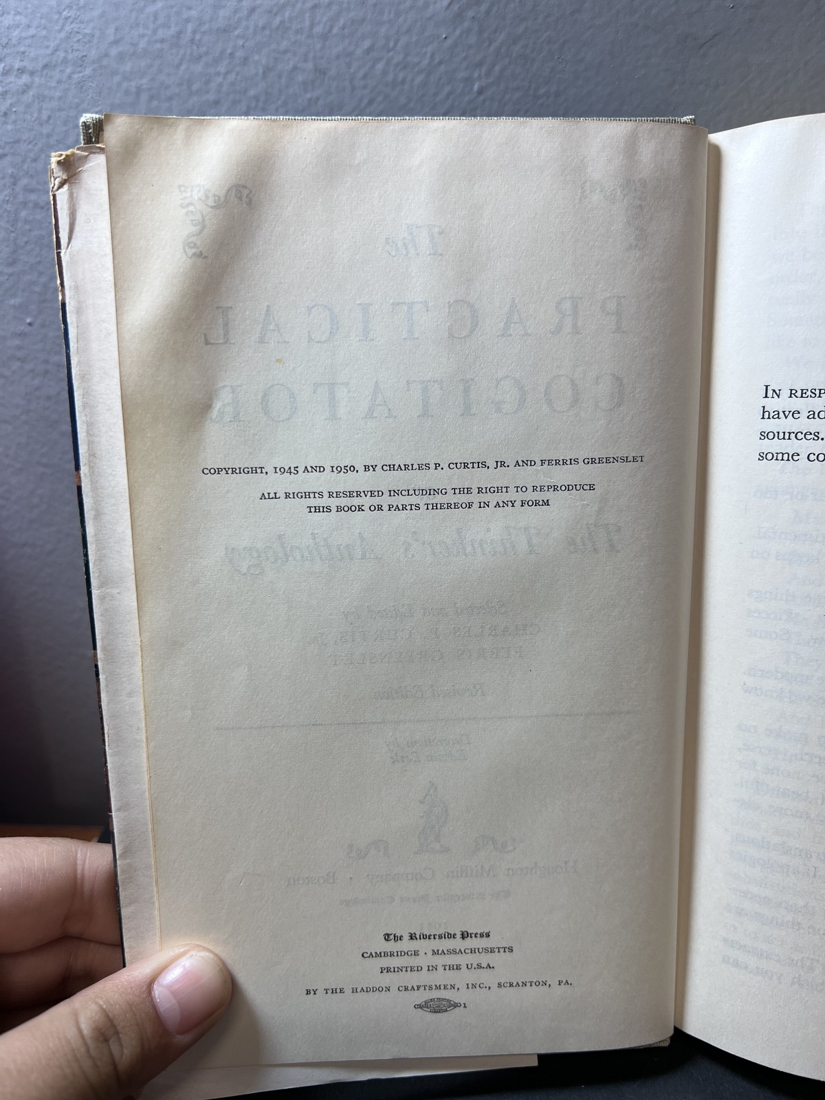 The Practical Cogitator or The Thinker’s Anthology 1953 Revised Edition Vintage