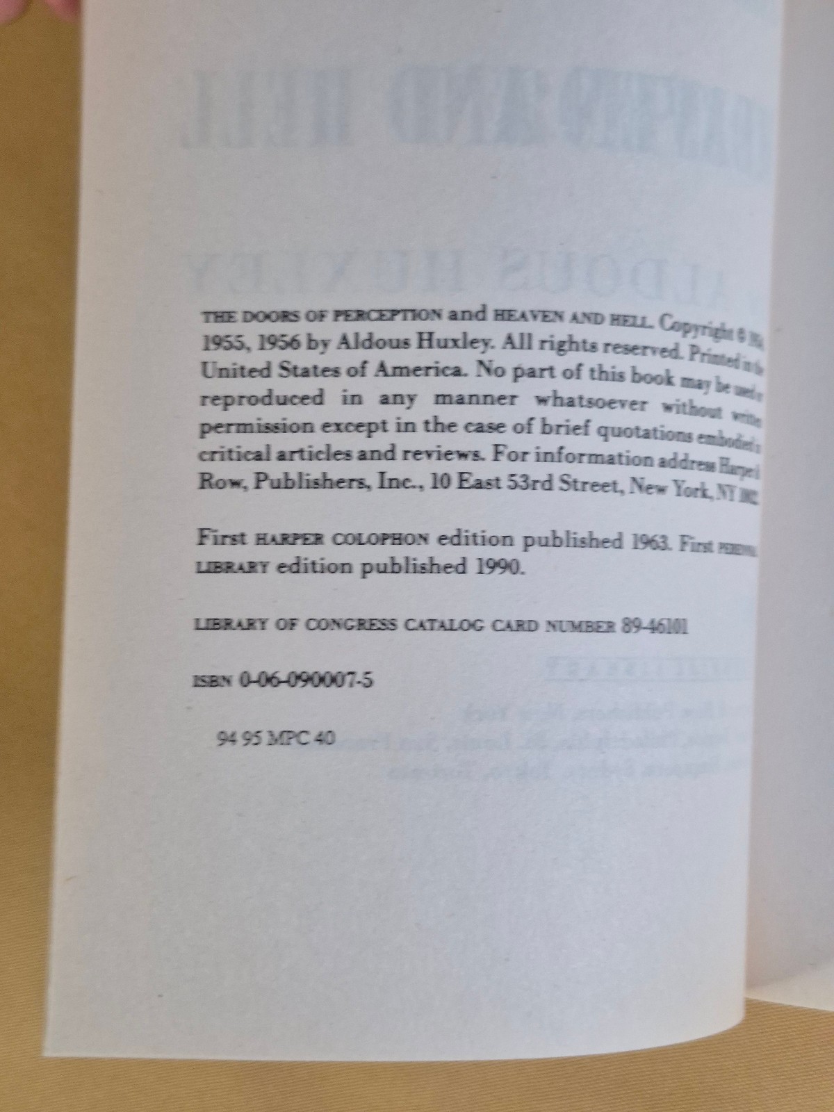 The Doors of Perception and Heaven and Hell – Aldous Huxley – Harper Perennial