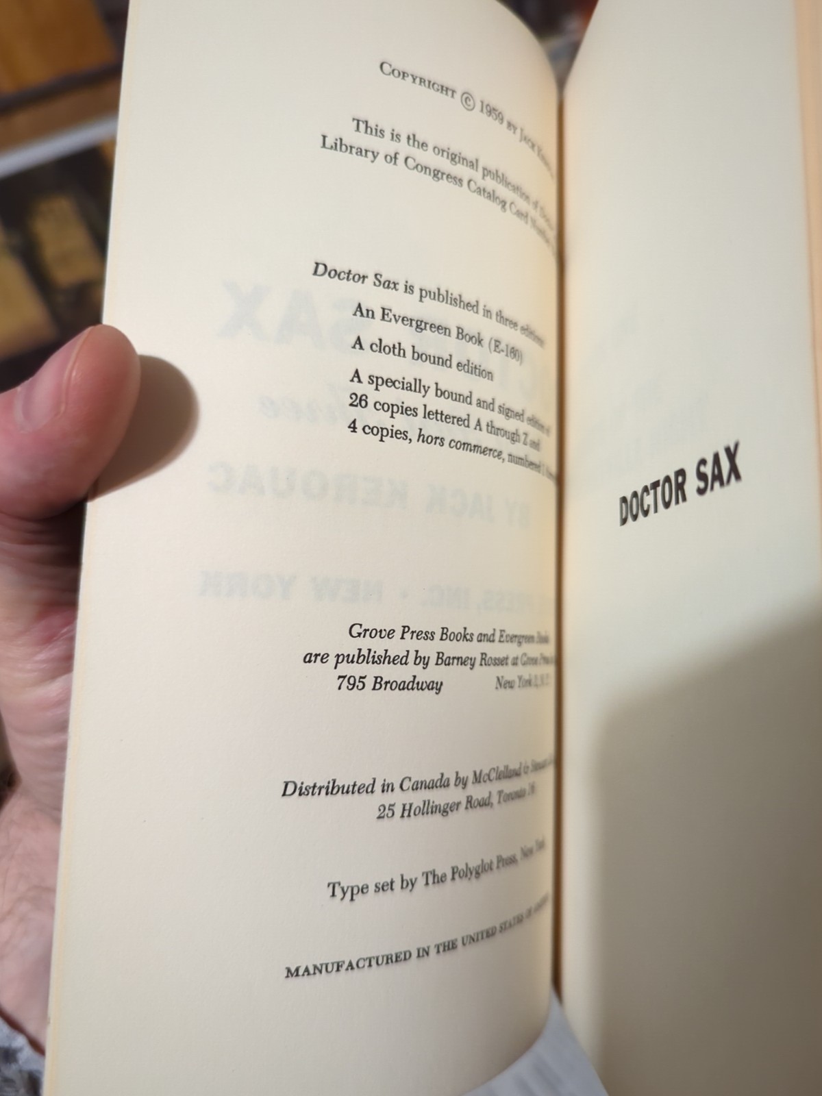Jack Kerouac Doctor Sax 1st Printing PB w/Evergreen Books Spring 1959 Catalog