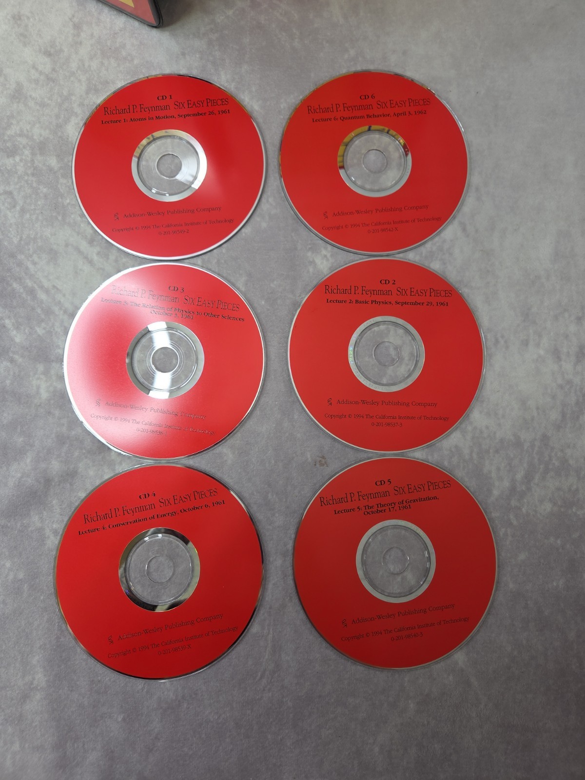 Six Easy Pieces by Richard P. Feynman 1995 Hardcover w/ 6 CDs