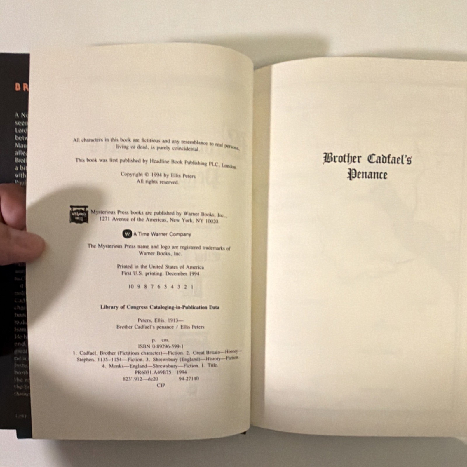 Ellis Peters Brother Cadfael Lot 3 HC 1st Printing DJ 1994 Penance/Potter