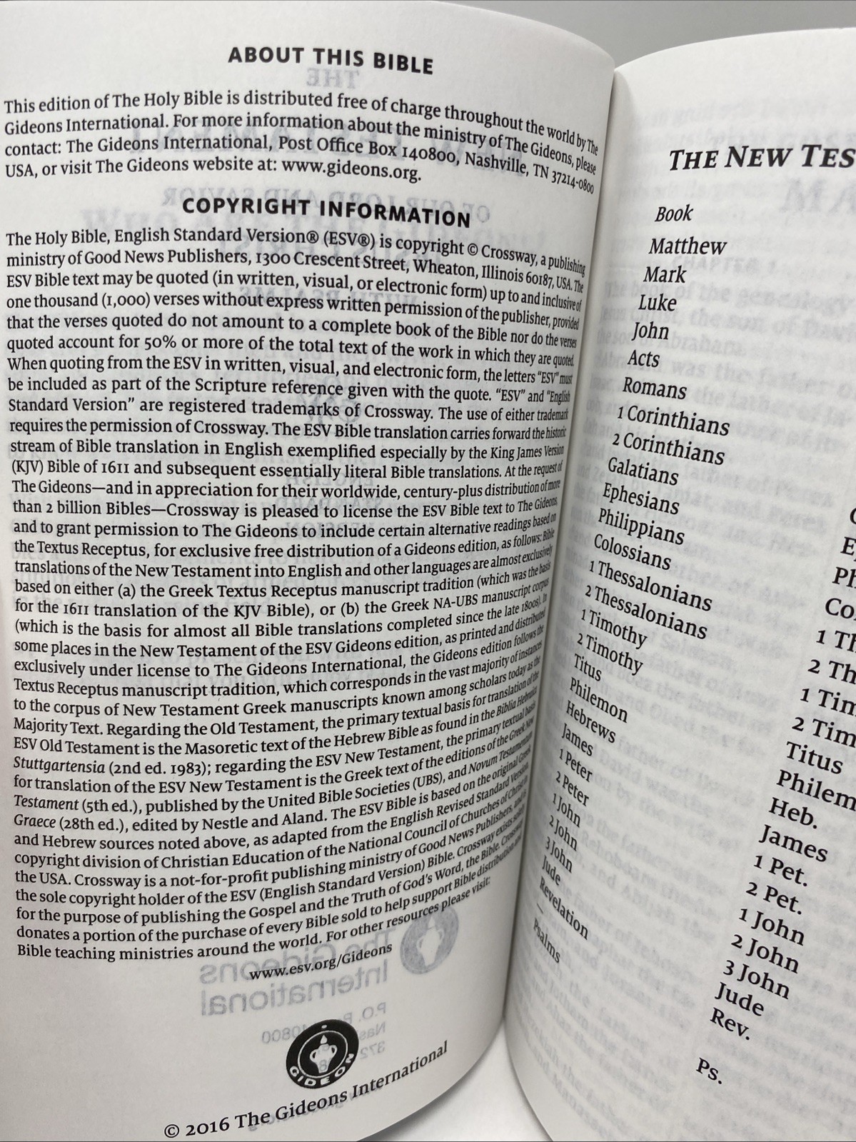 Lot 10 ESV Gideons Personal Size Thinline New Testament Psalms Bible Paperback