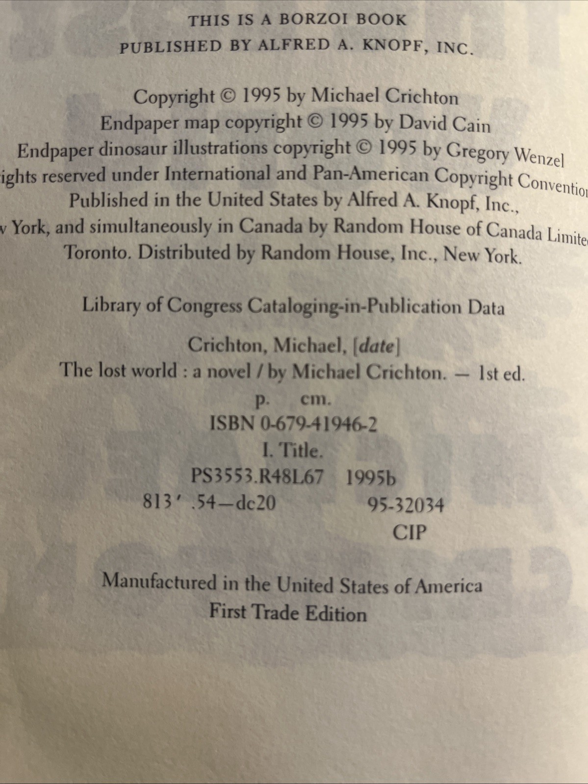 The Lost World Michael Crichton First Edition Hardcover 1995 Dust Jacket Vintage