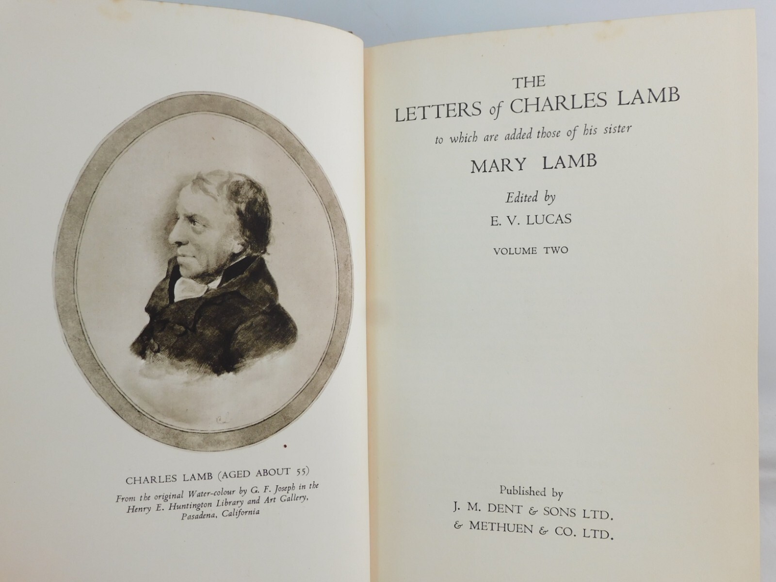 Letters Of Charles and Mary Lamb 3 Vol 1935 HC Dent Methuen Great Britain VGC