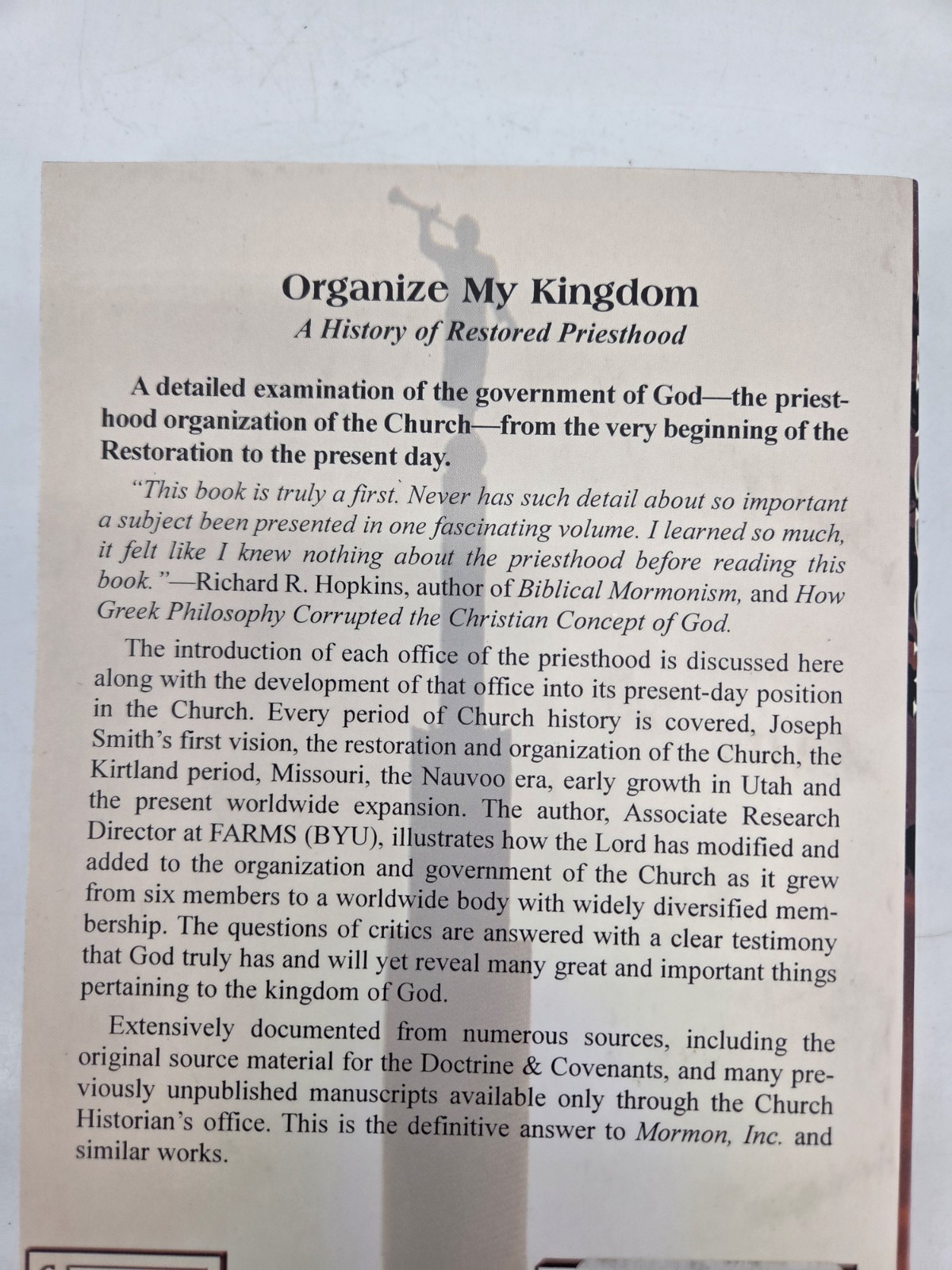 Organize My Kingdom A History of Restored Priesthood by John A Tvedtnes 2000 PB