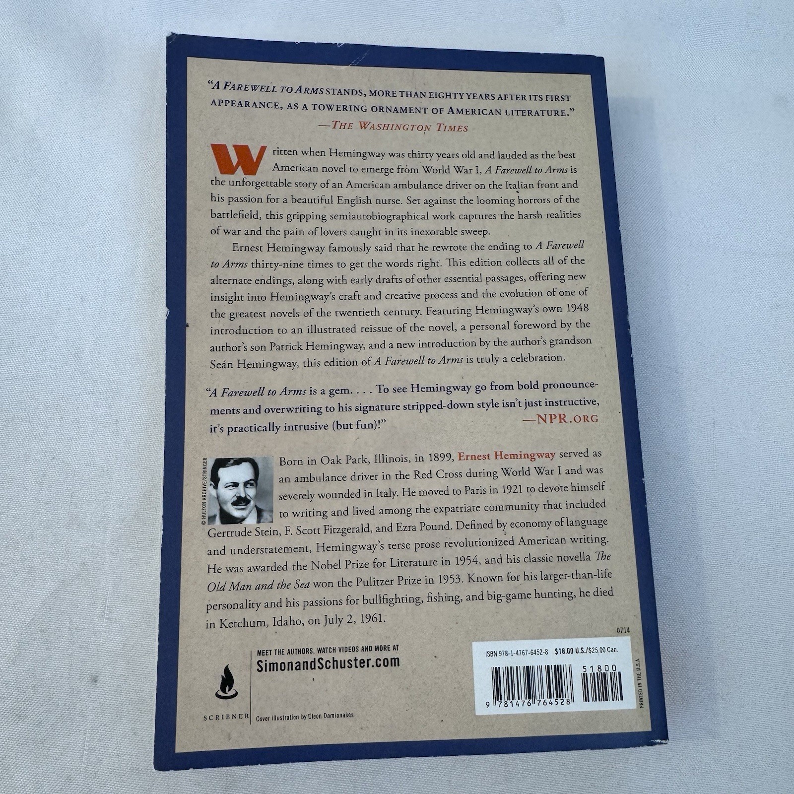 A Farewell to Arms by: Ernest Hemingway (2014, Scribner, Trade Paperback, Acc…