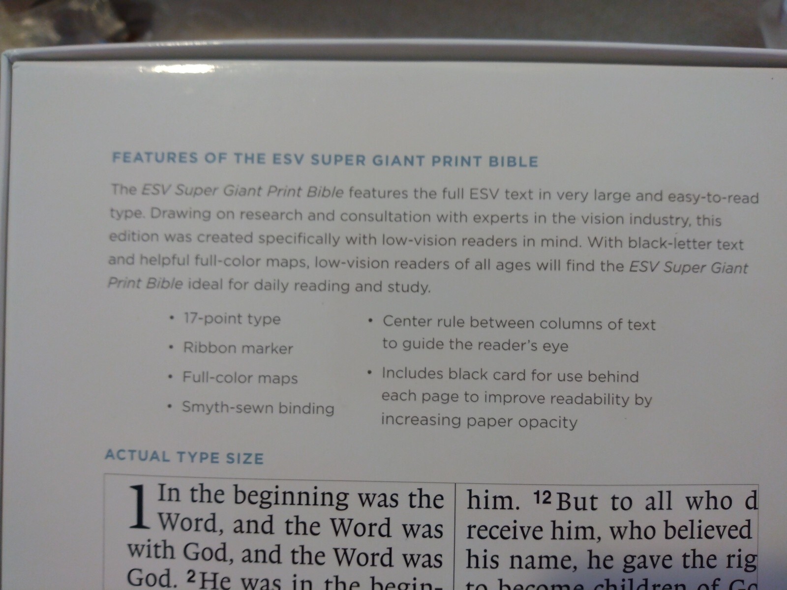 ESV SUPER GIANT Print Bible Black genuine leather ©2001~ 17 point font