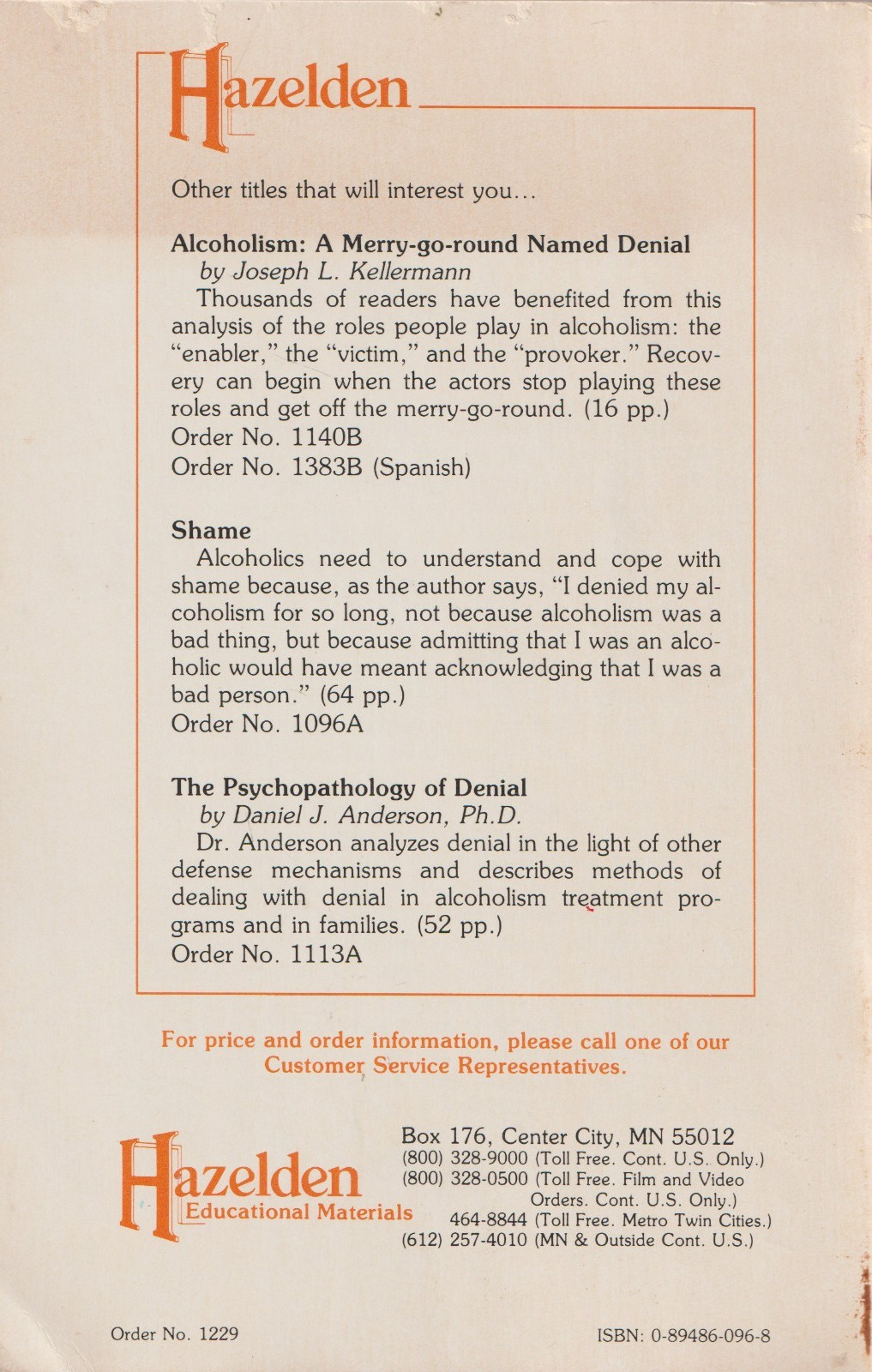 Dealing with Denial from Hazelden, 1975, 32 pages, Alcoholics Anonymous, Al-Anon