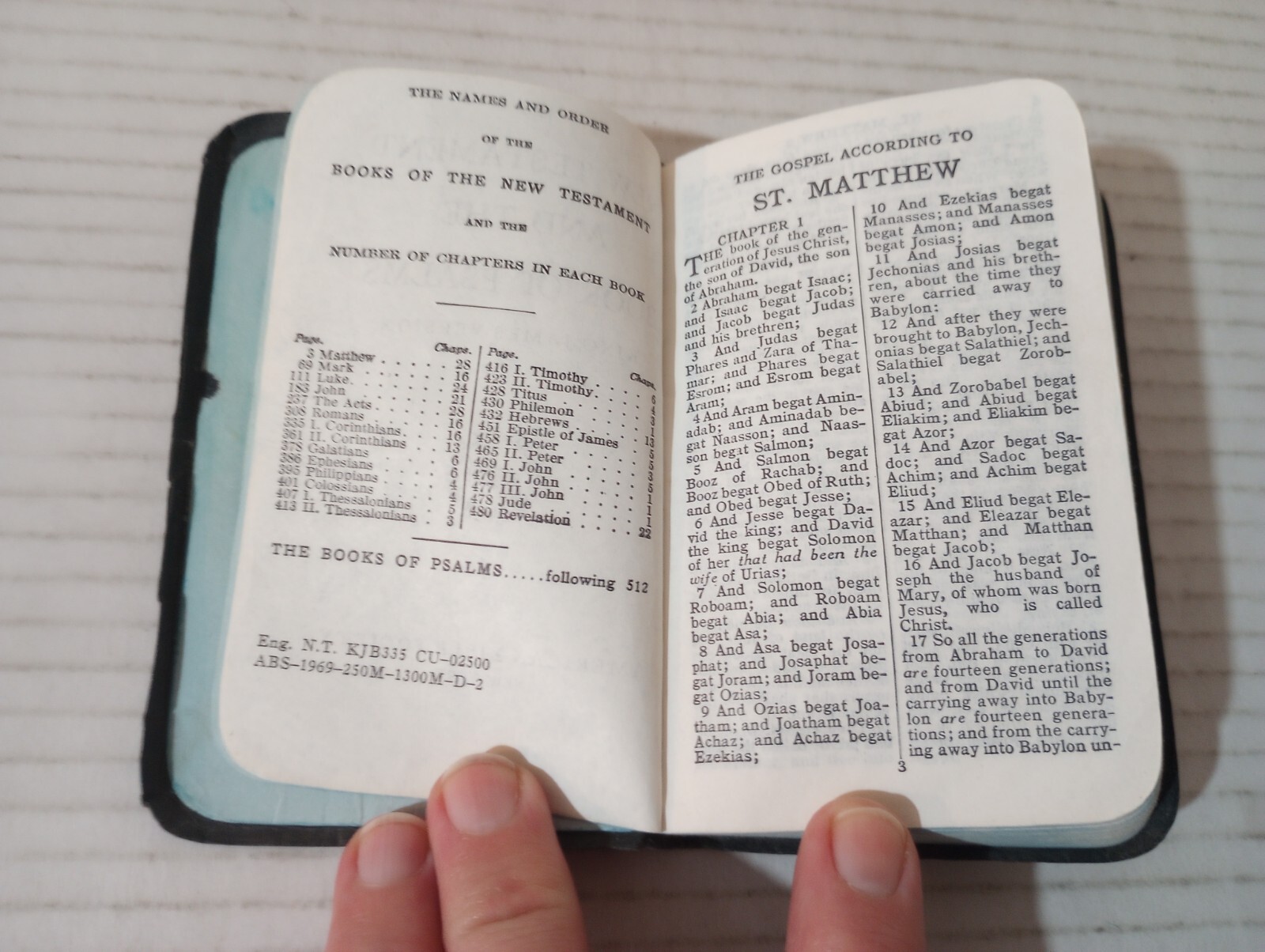 New Testament Psalms KJV American Bible Society Pocket Edition 1969