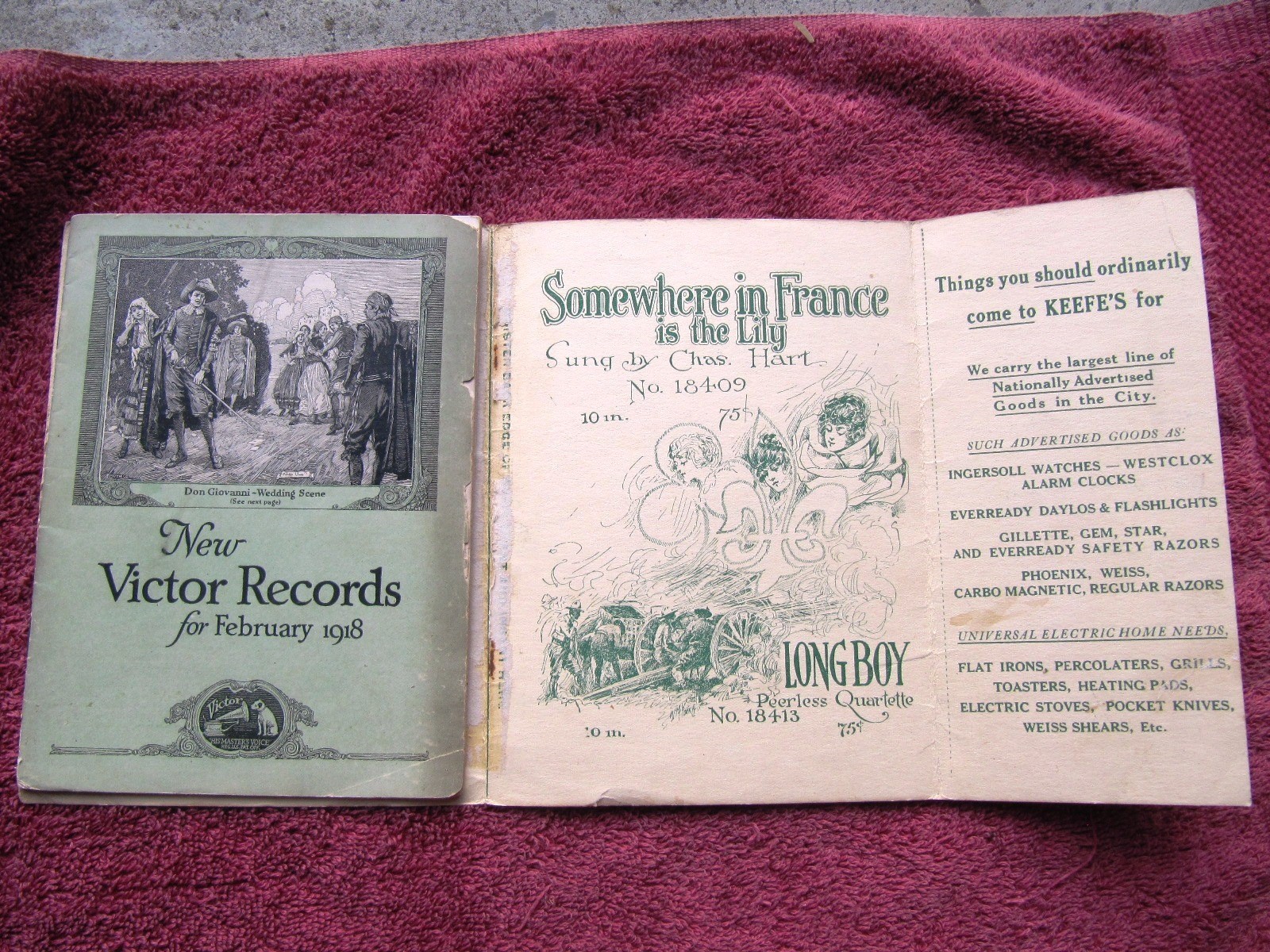 New VICTOR RECORDS Feb 1918 MAIL WRAPPER Stokowski Heifetz Victrola CATALOG