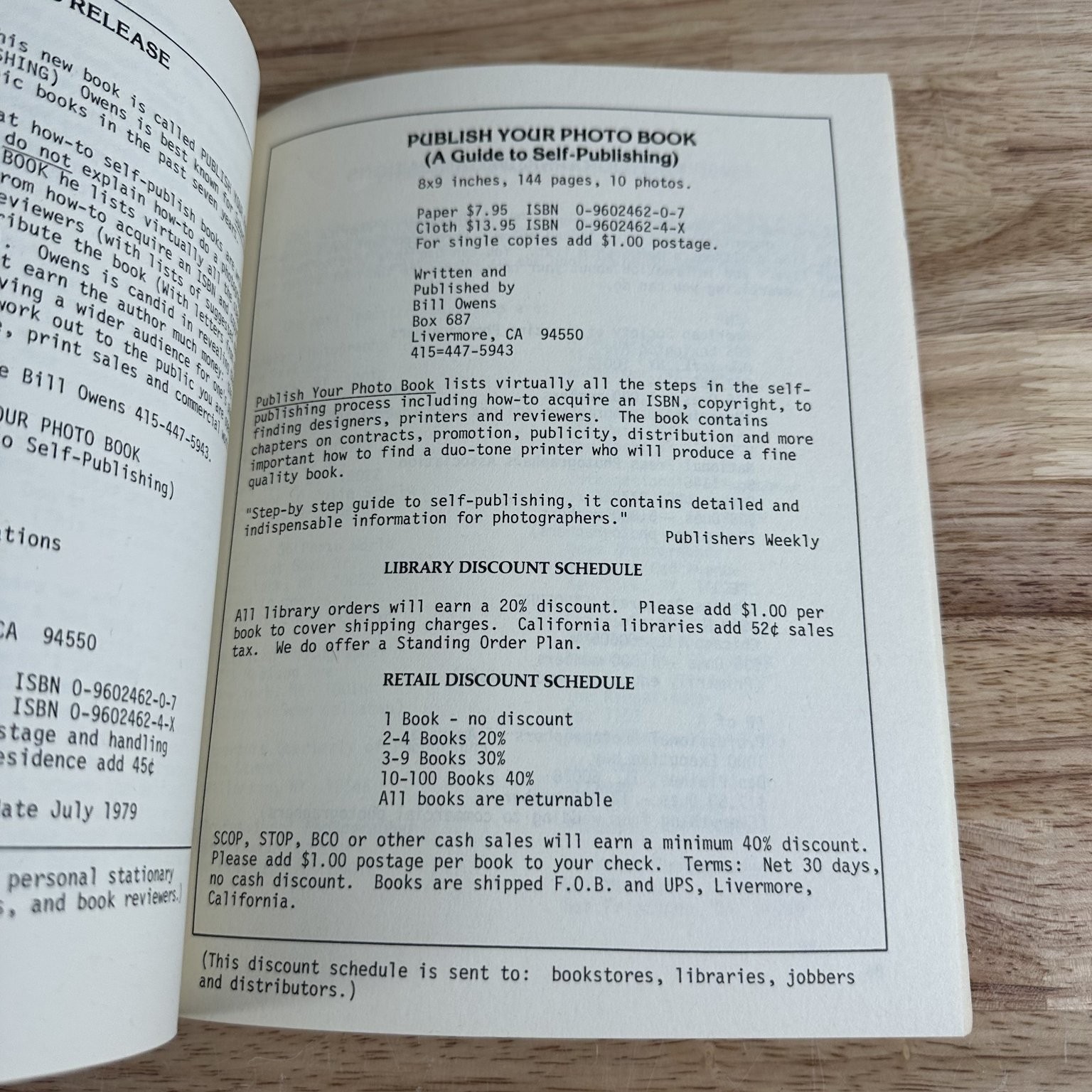 Publish Your Photo Book Bill Owens 1979 Self-Publishing Photography Guide P.S