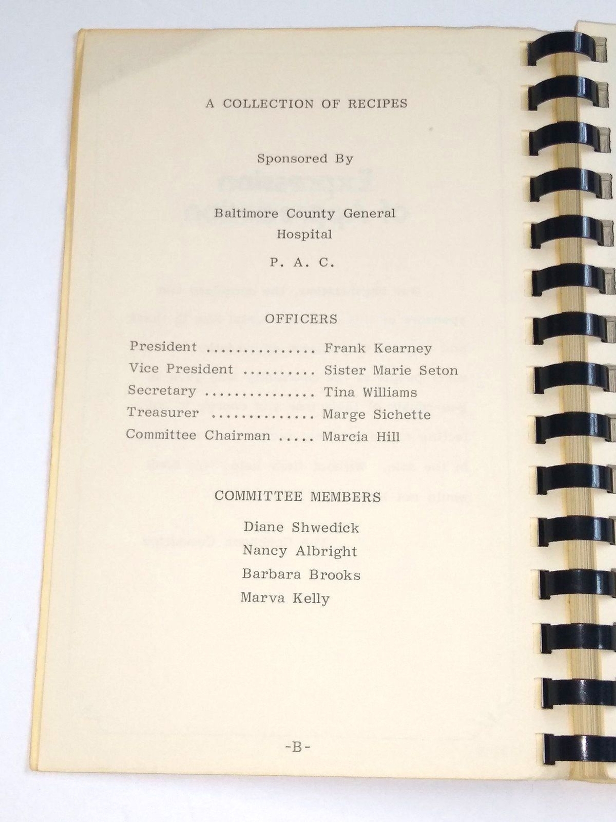 Cookbook from the Friends & Employees of Baltimore County General Hospital