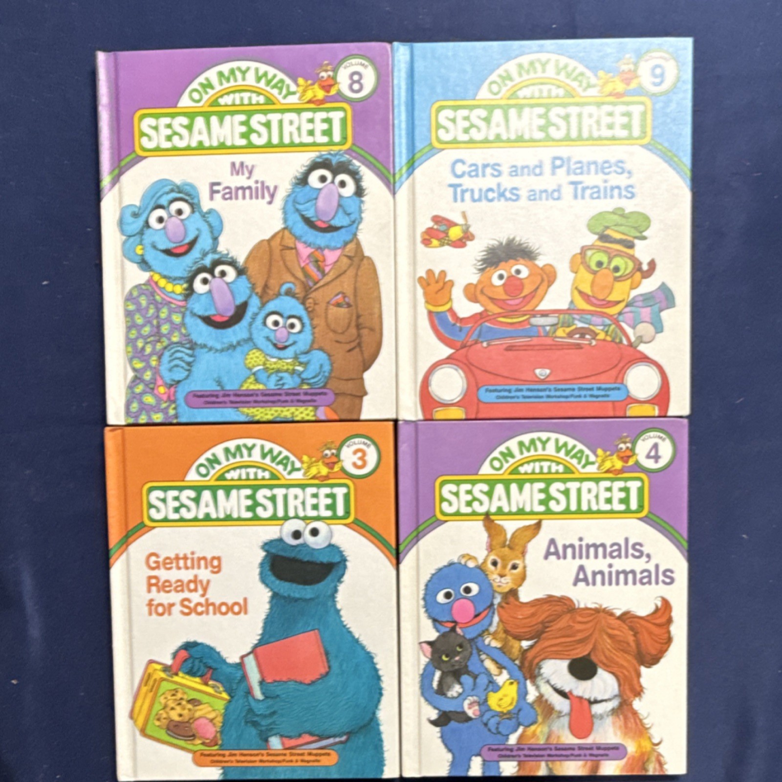 On My Way with Sesame Street Hardcover Lot (4 Books) Vol 3,4,8,9 Illustrated